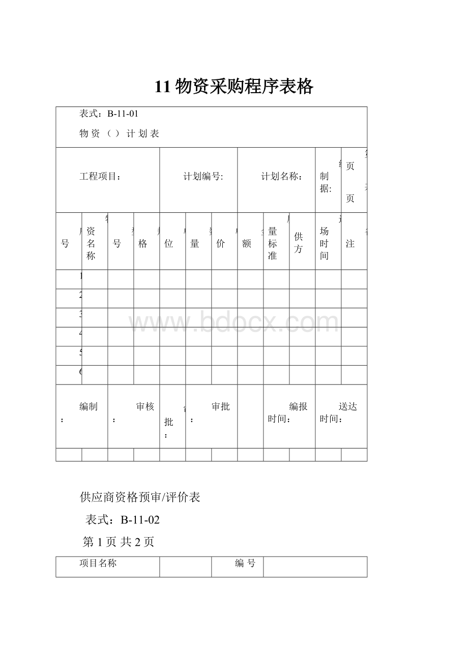 11物资采购程序表格.docx