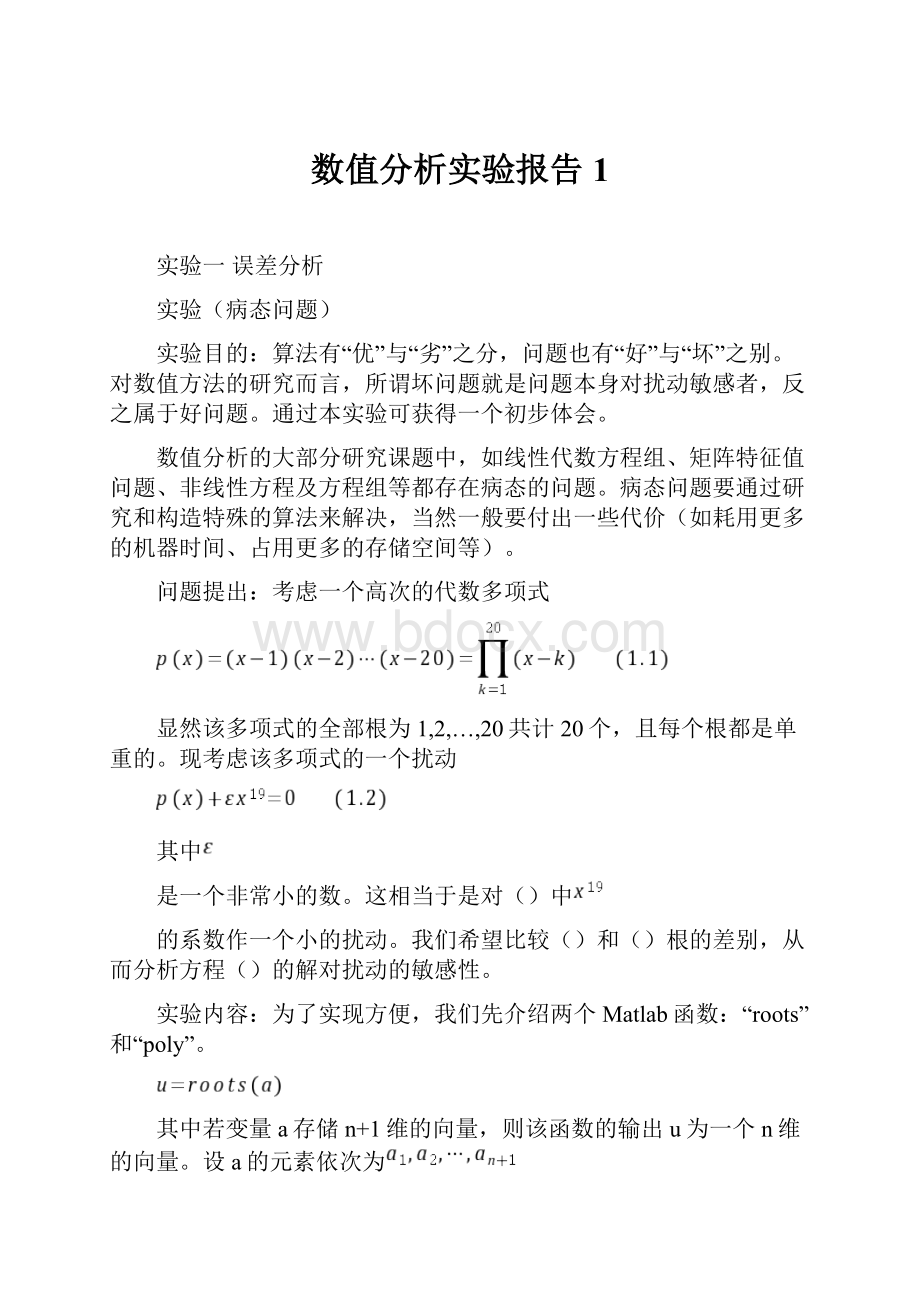 数值分析实验报告1.docx_第1页