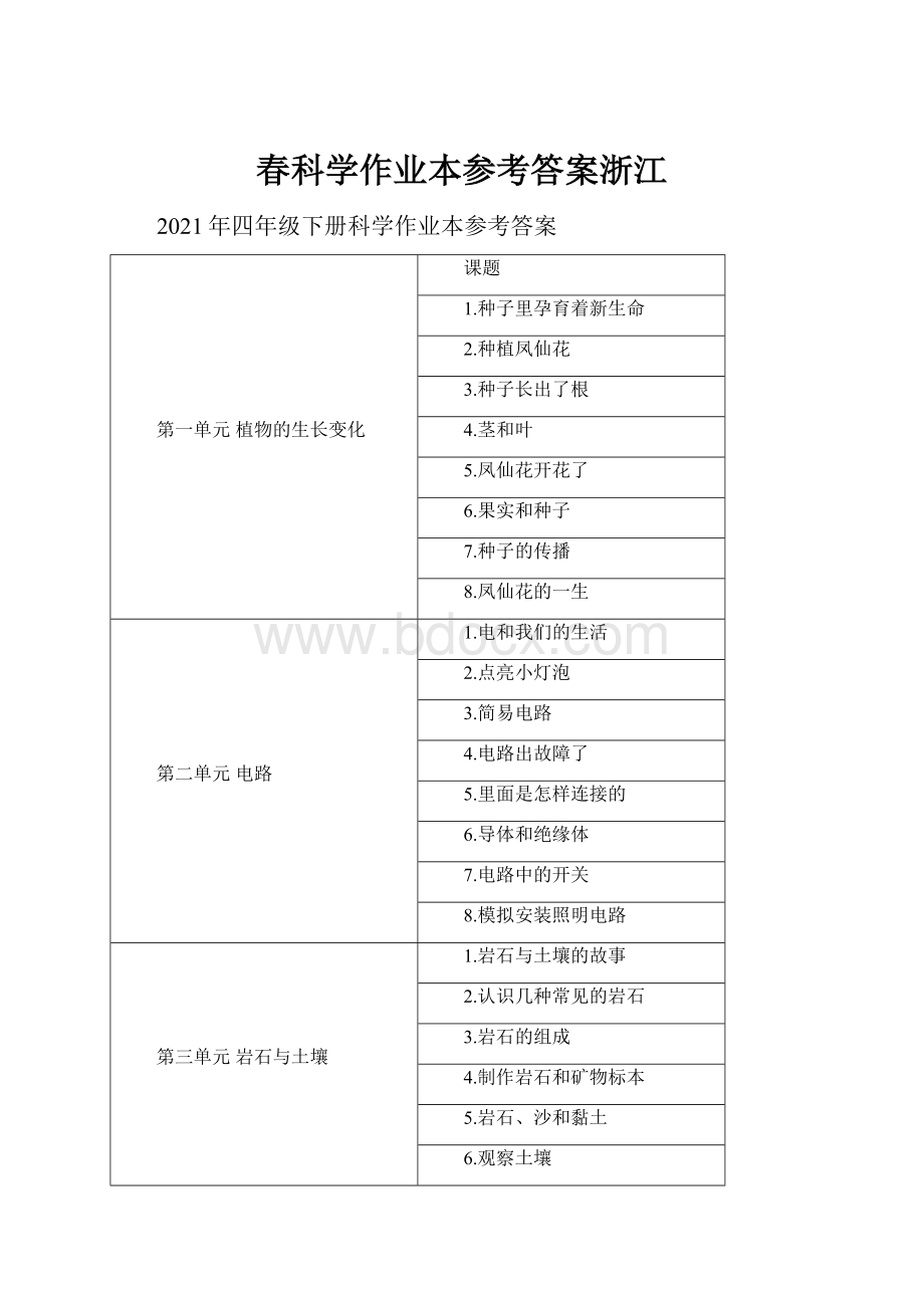 春科学作业本参考答案浙江.docx