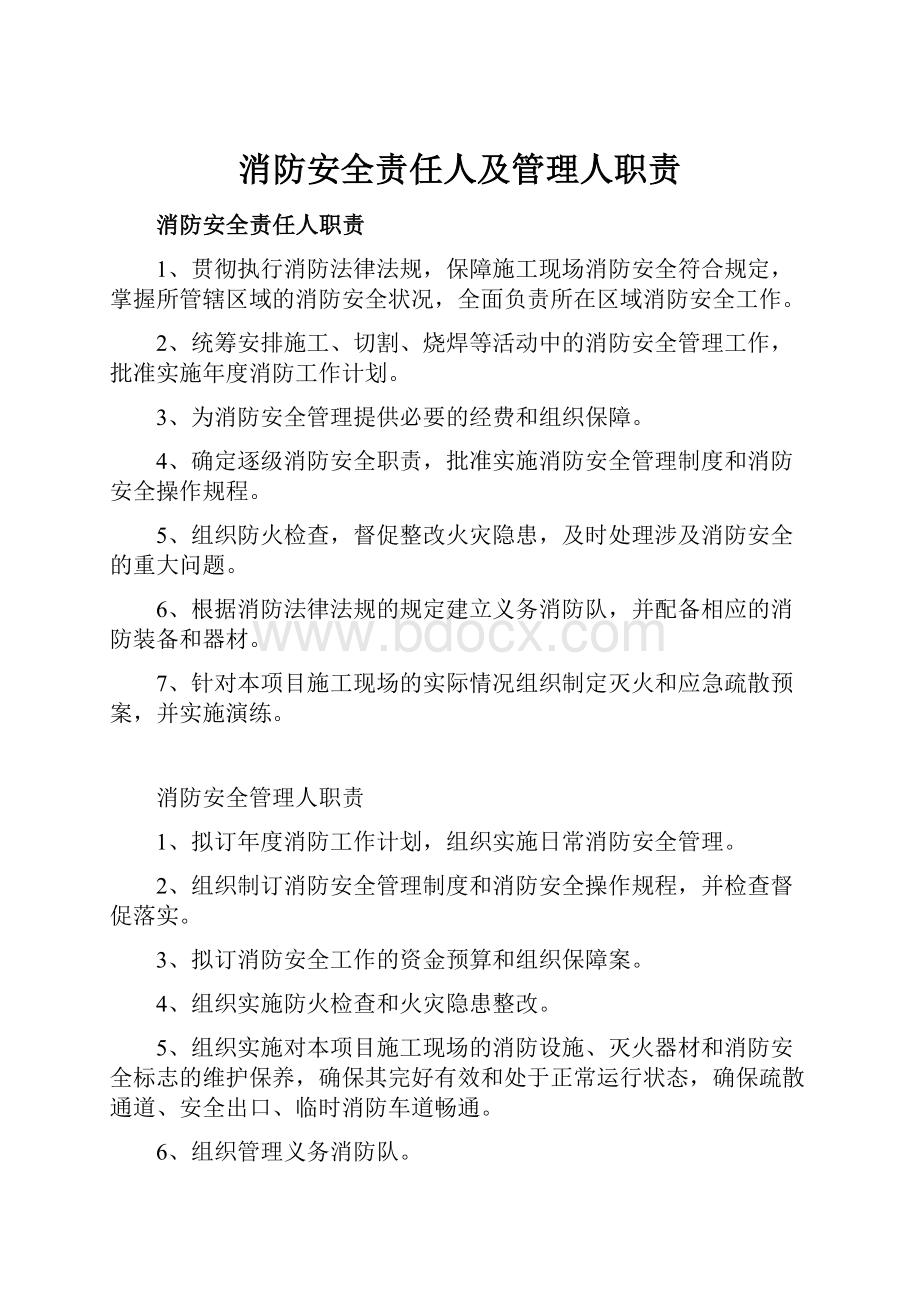 消防安全责任人及管理人职责.docx_第1页