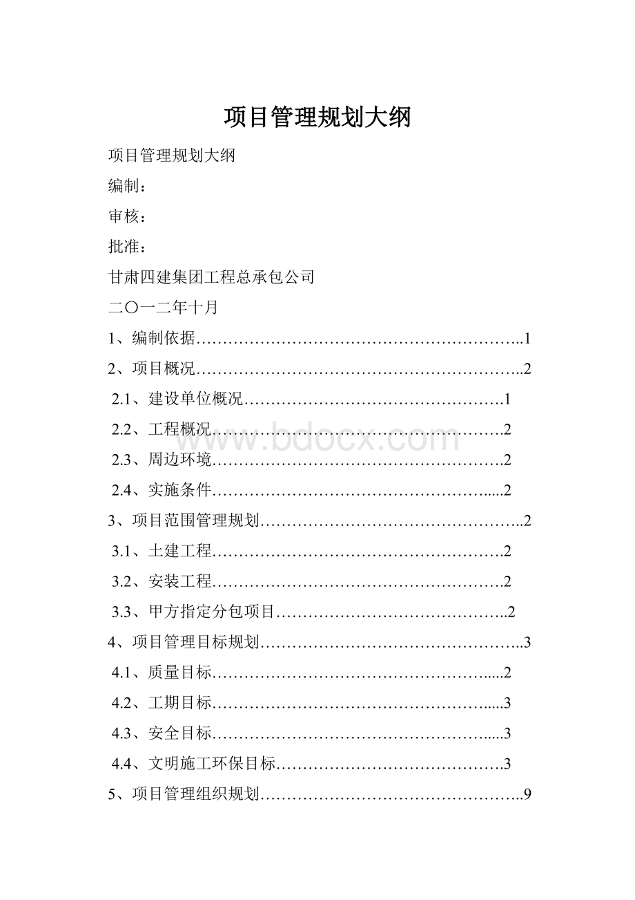 项目管理规划大纲.docx_第1页