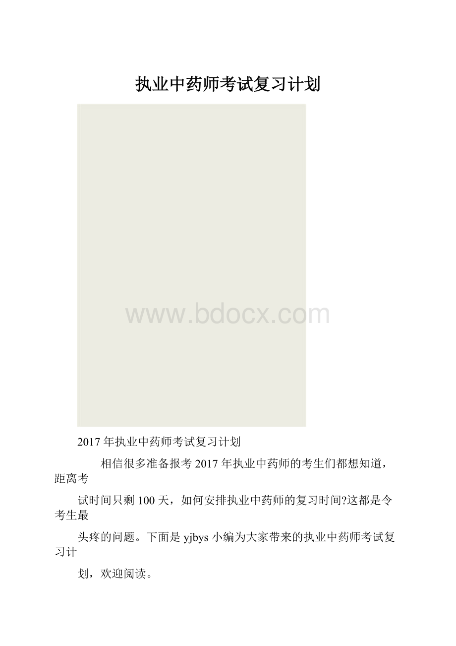 执业中药师考试复习计划.docx