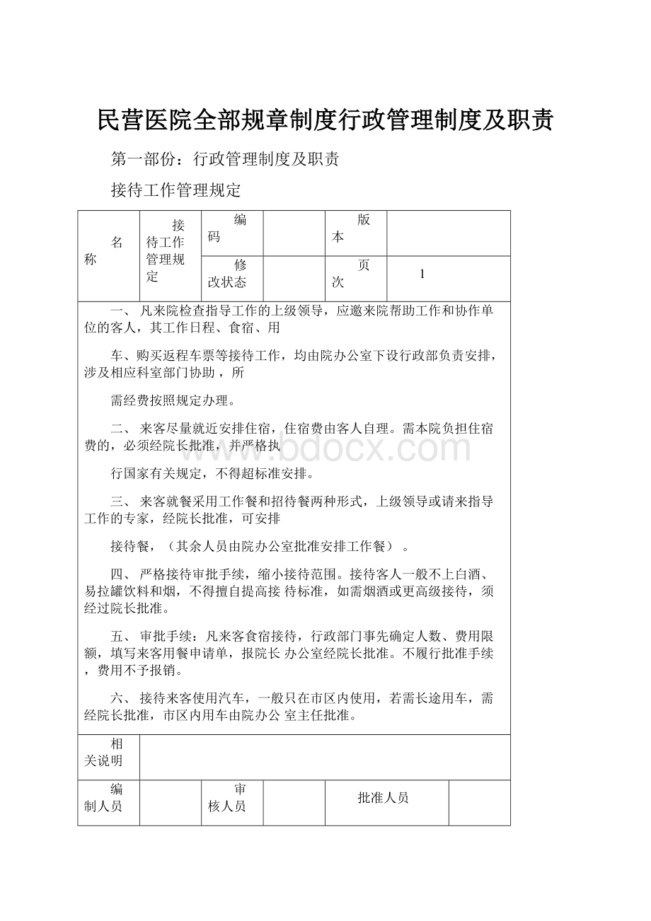 民营医院全部规章制度行政管理制度及职责.docx_第1页