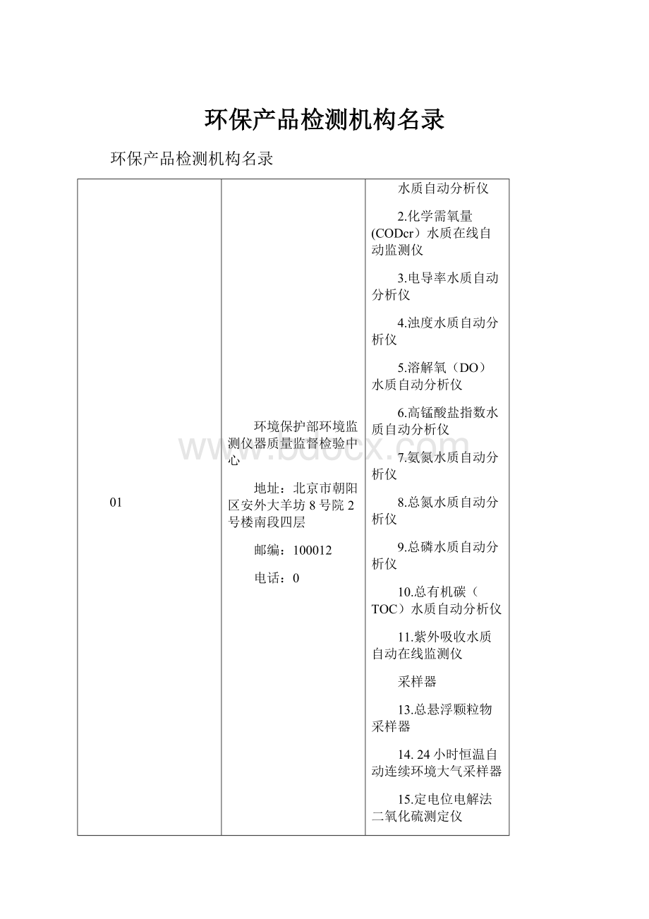 环保产品检测机构名录.docx_第1页