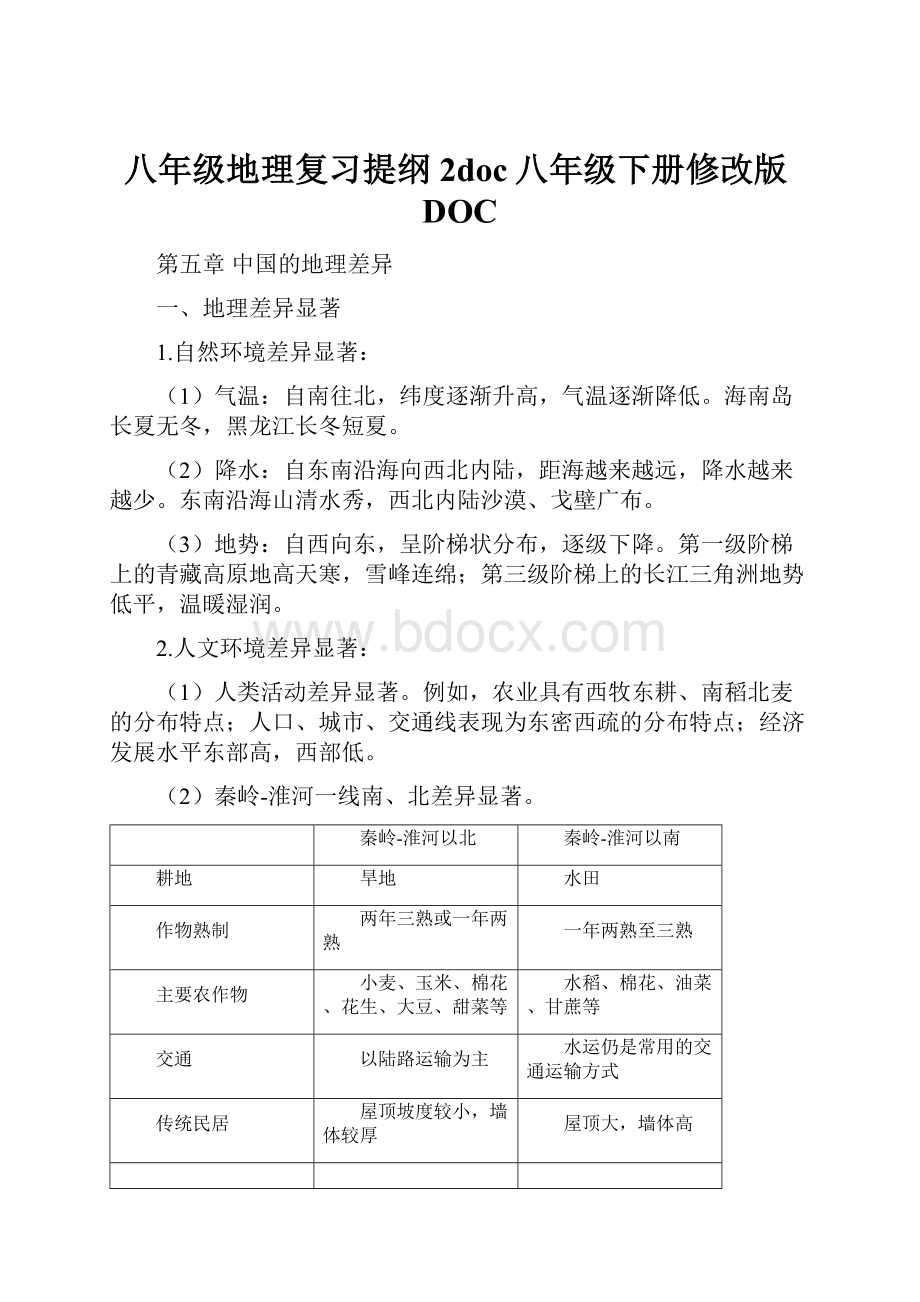 八年级地理复习提纲2doc八年级下册修改版DOC.docx