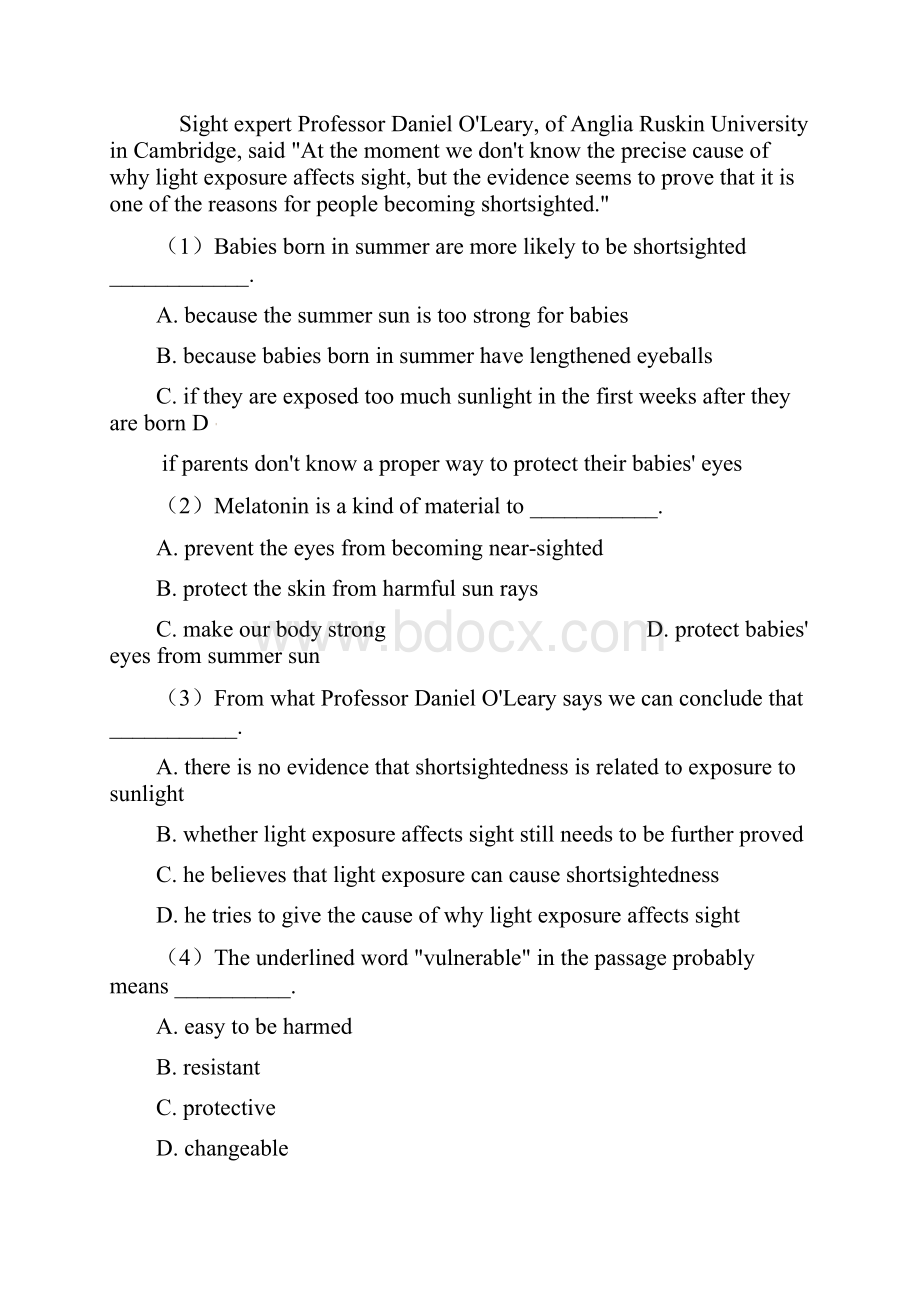 高考英语 阅读理解训练经典题目附答案.docx_第2页