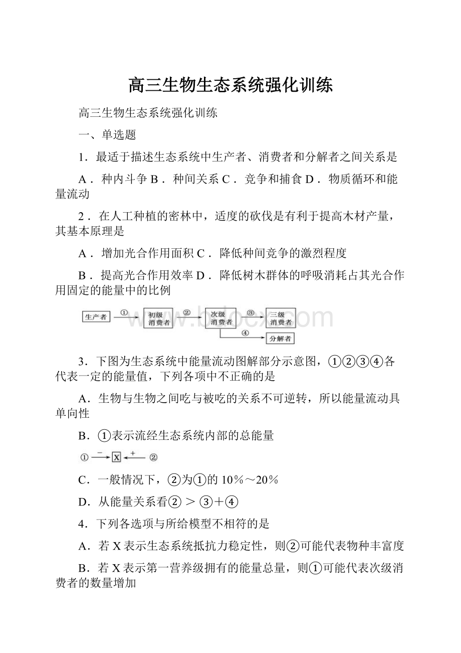 高三生物生态系统强化训练.docx