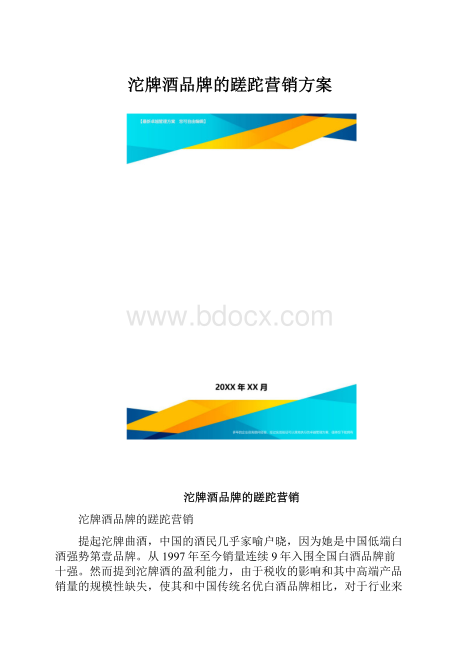 沱牌酒品牌的蹉跎营销方案.docx