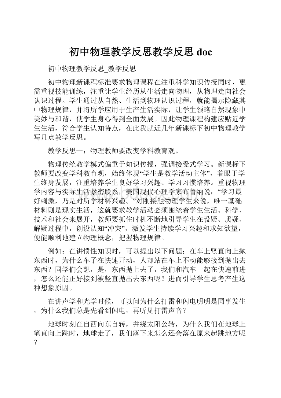 初中物理教学反思教学反思doc.docx