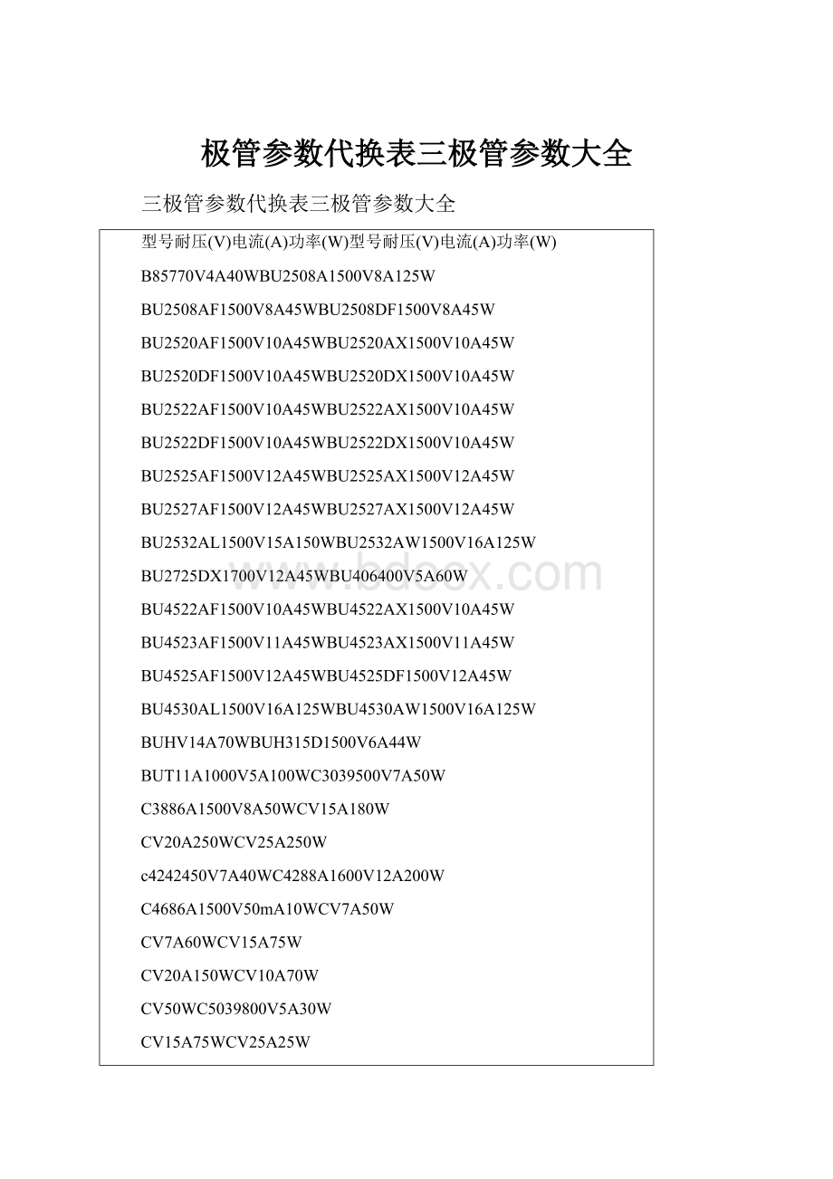 极管参数代换表三极管参数大全.docx