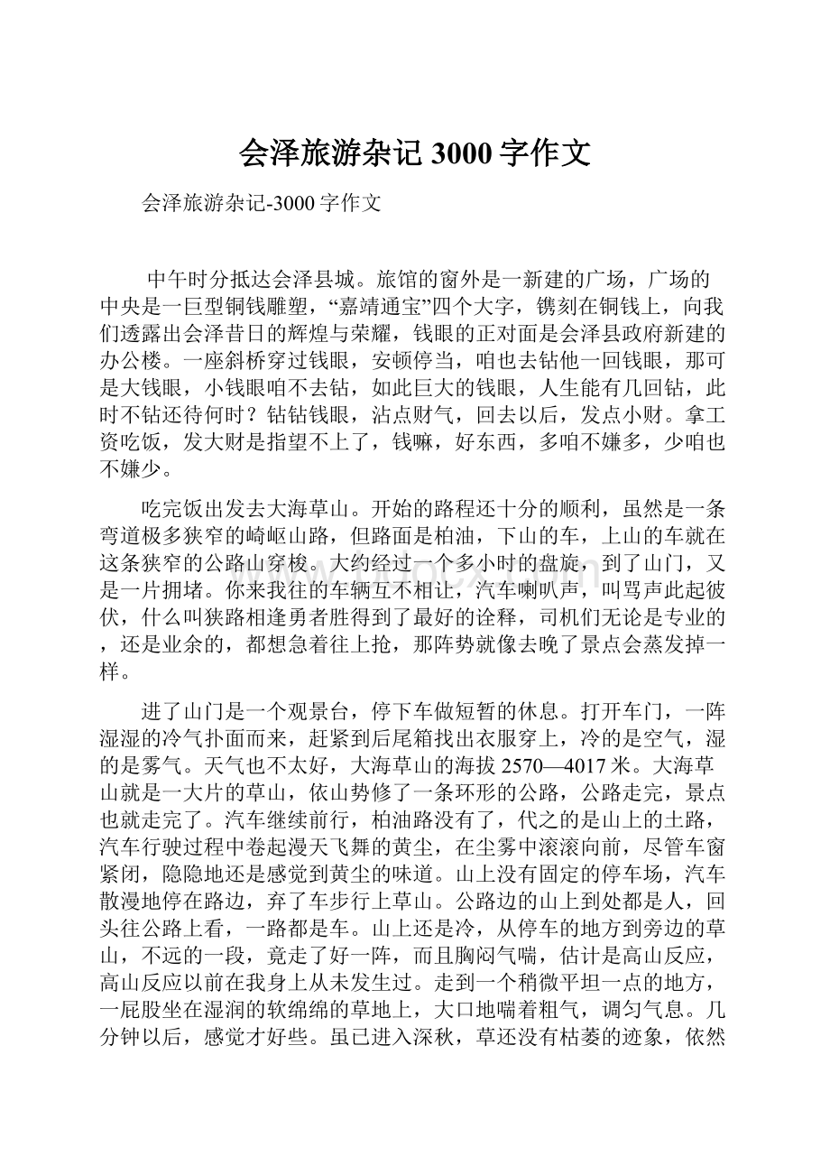 会泽旅游杂记3000字作文.docx