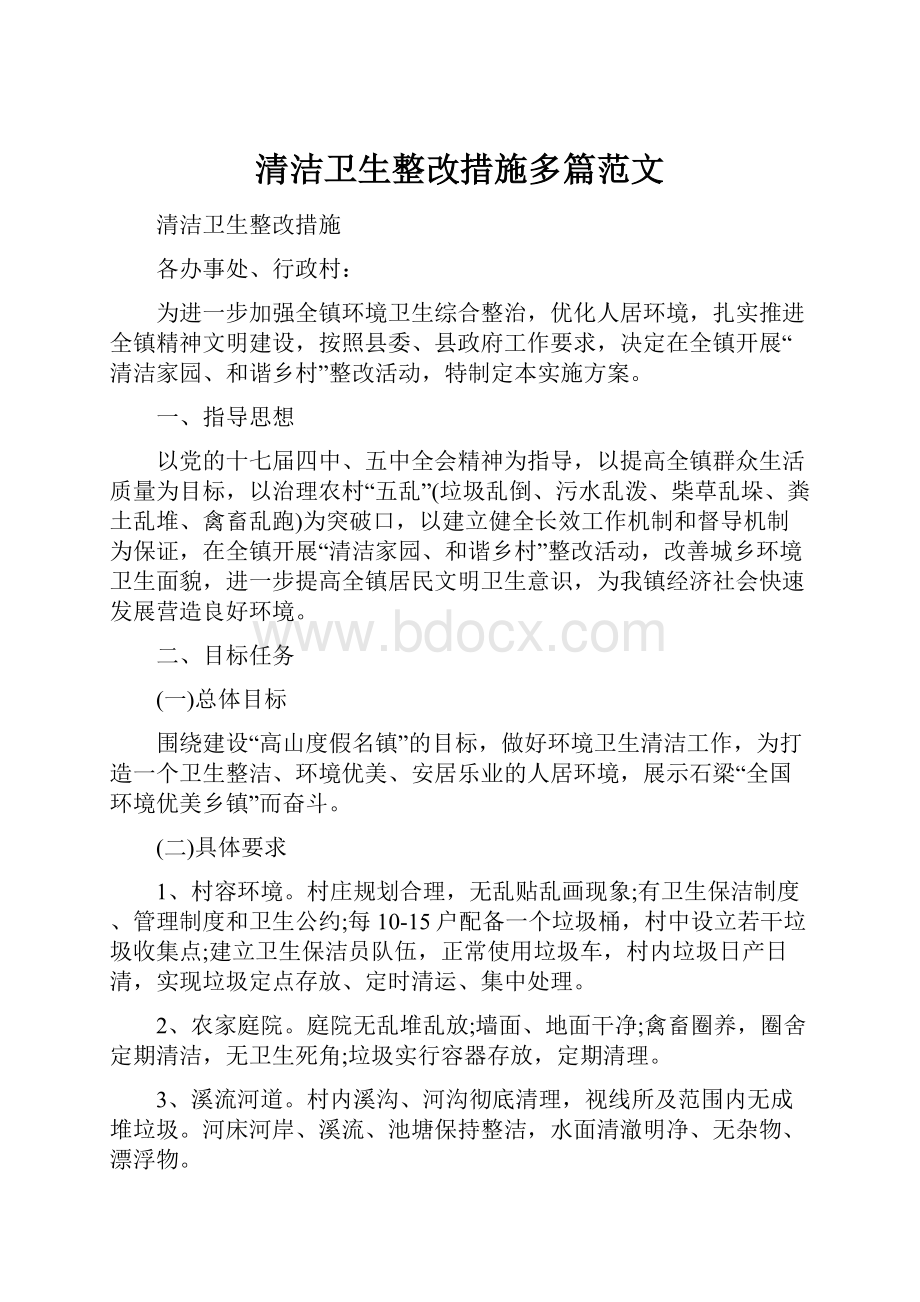 清洁卫生整改措施多篇范文.docx