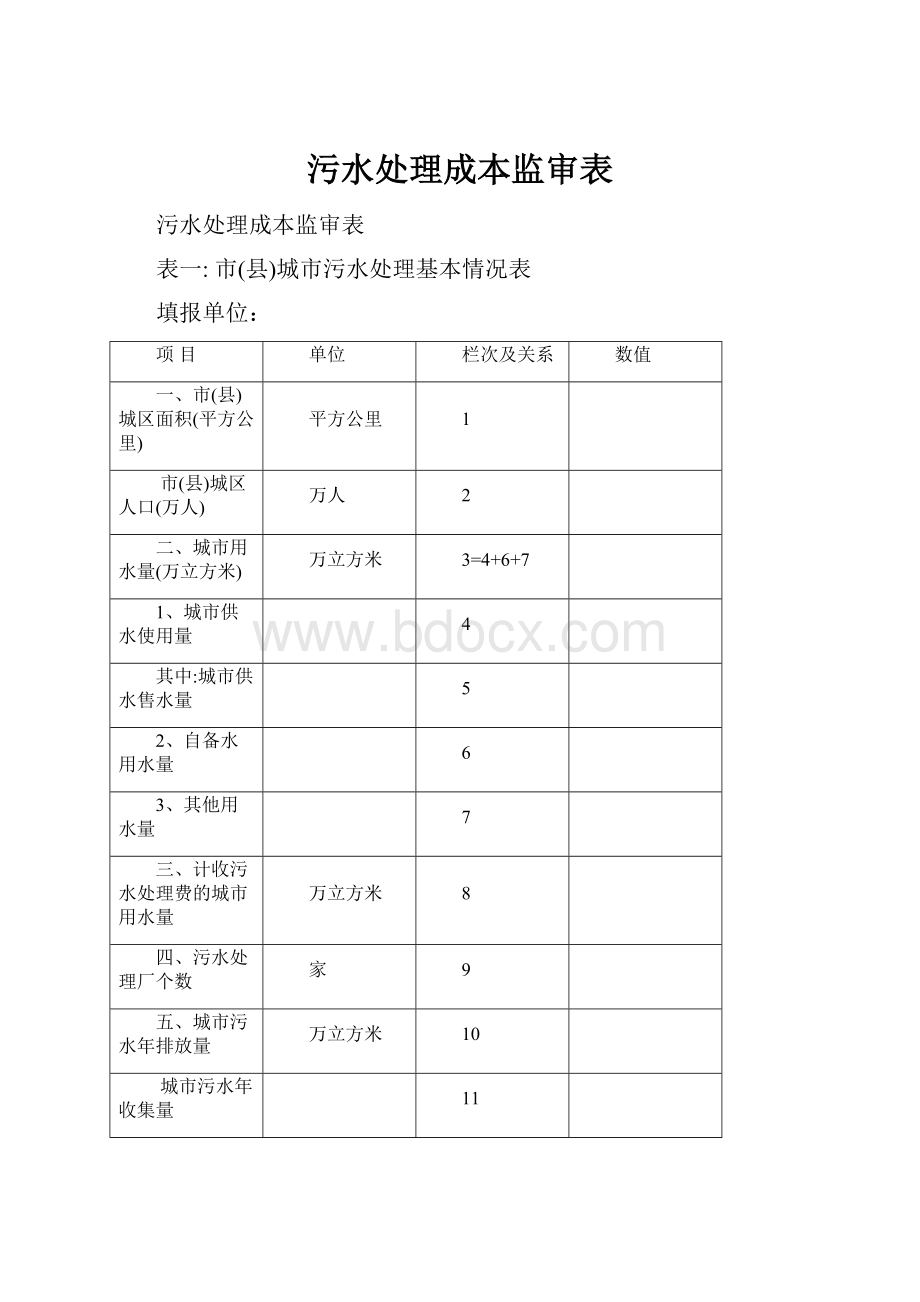 污水处理成本监审表.docx