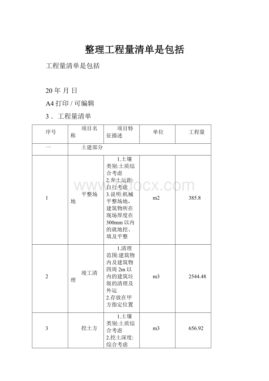 整理工程量清单是包括.docx