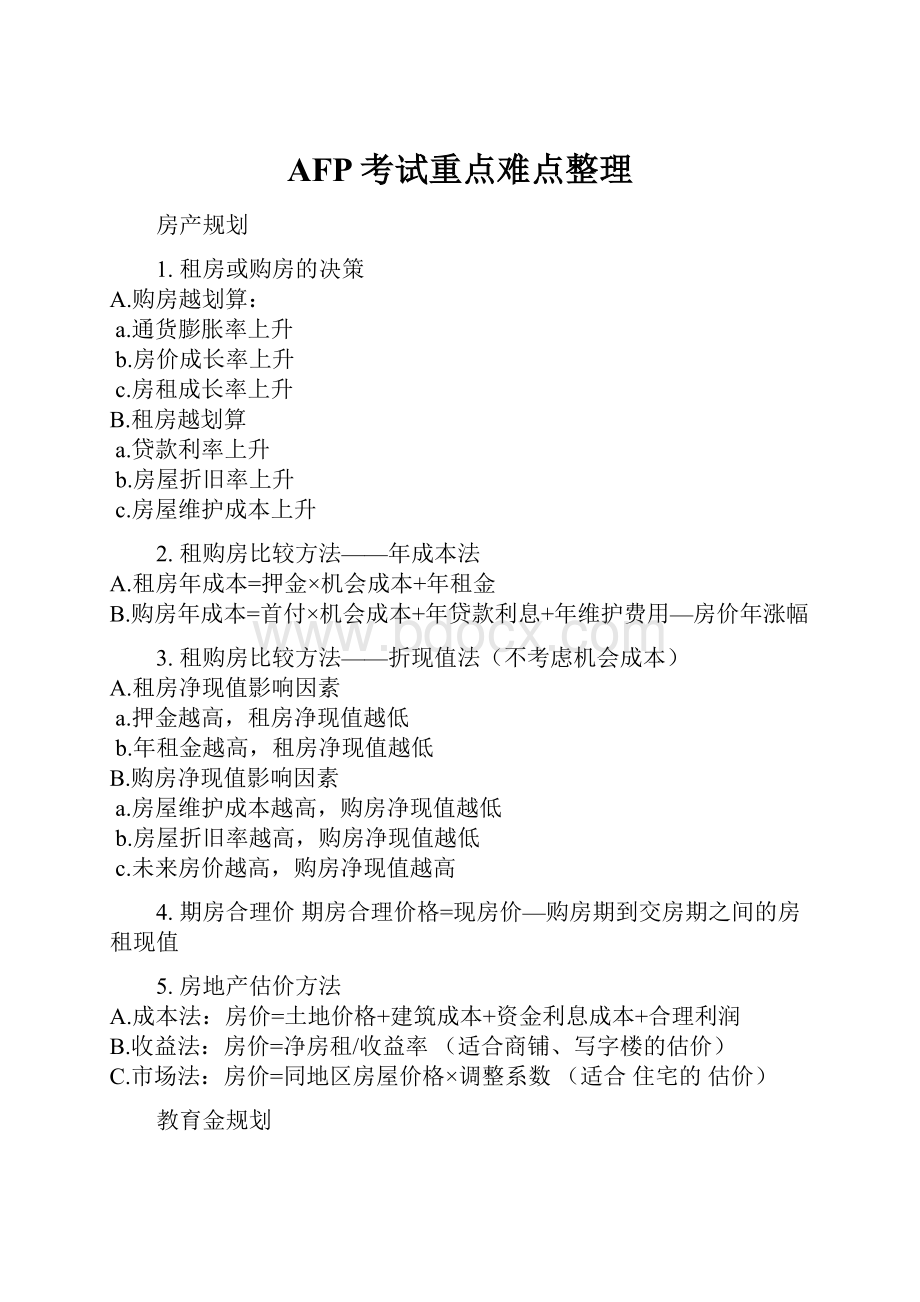 AFP考试重点难点整理.docx