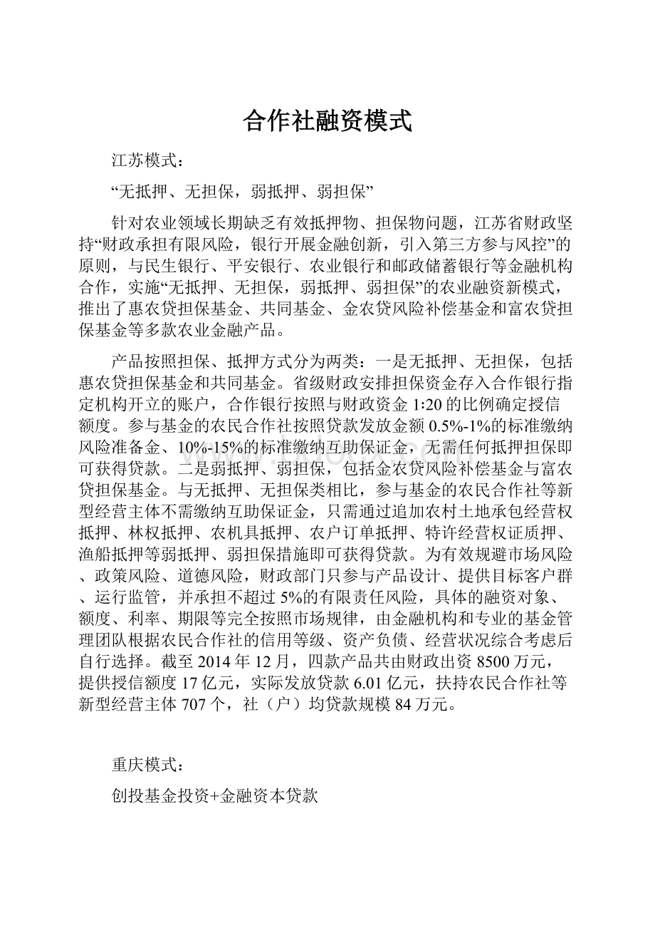 合作社融资模式.docx