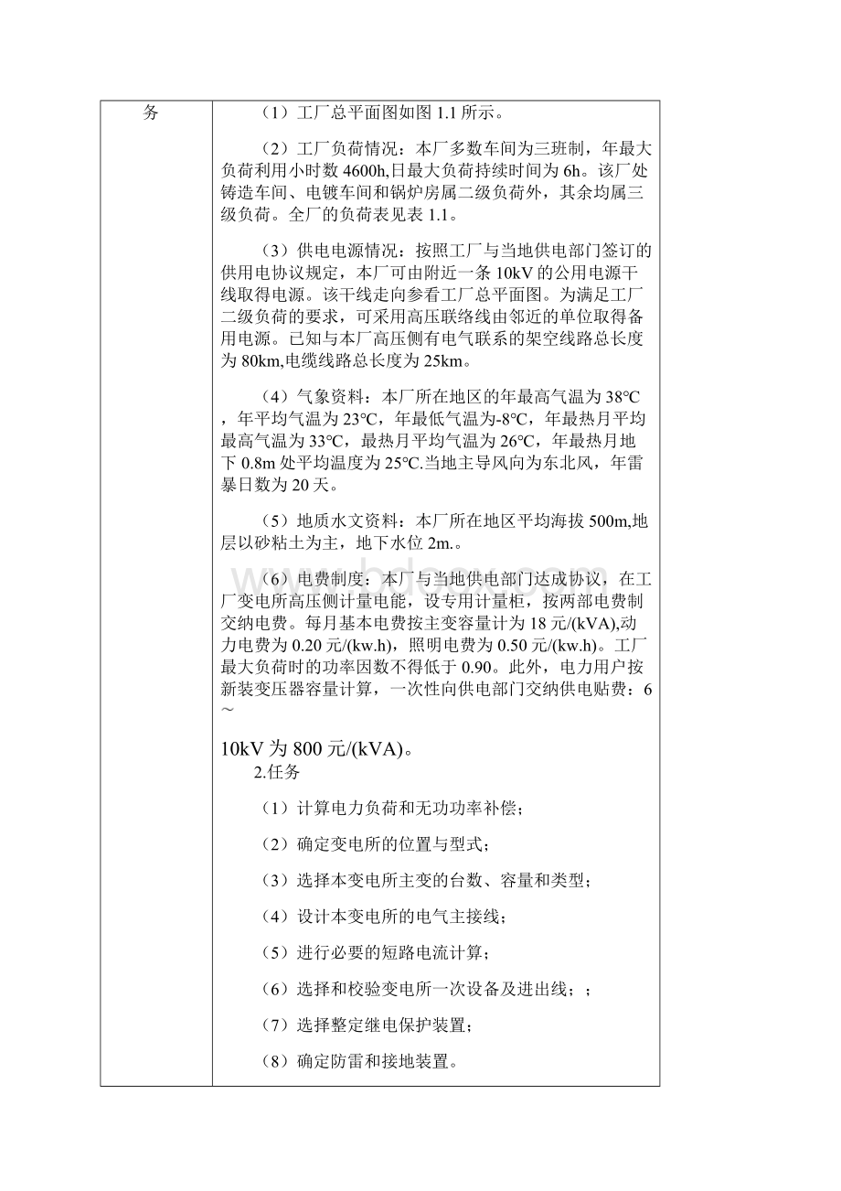 某工厂供配电系统设计任务书.docx_第2页