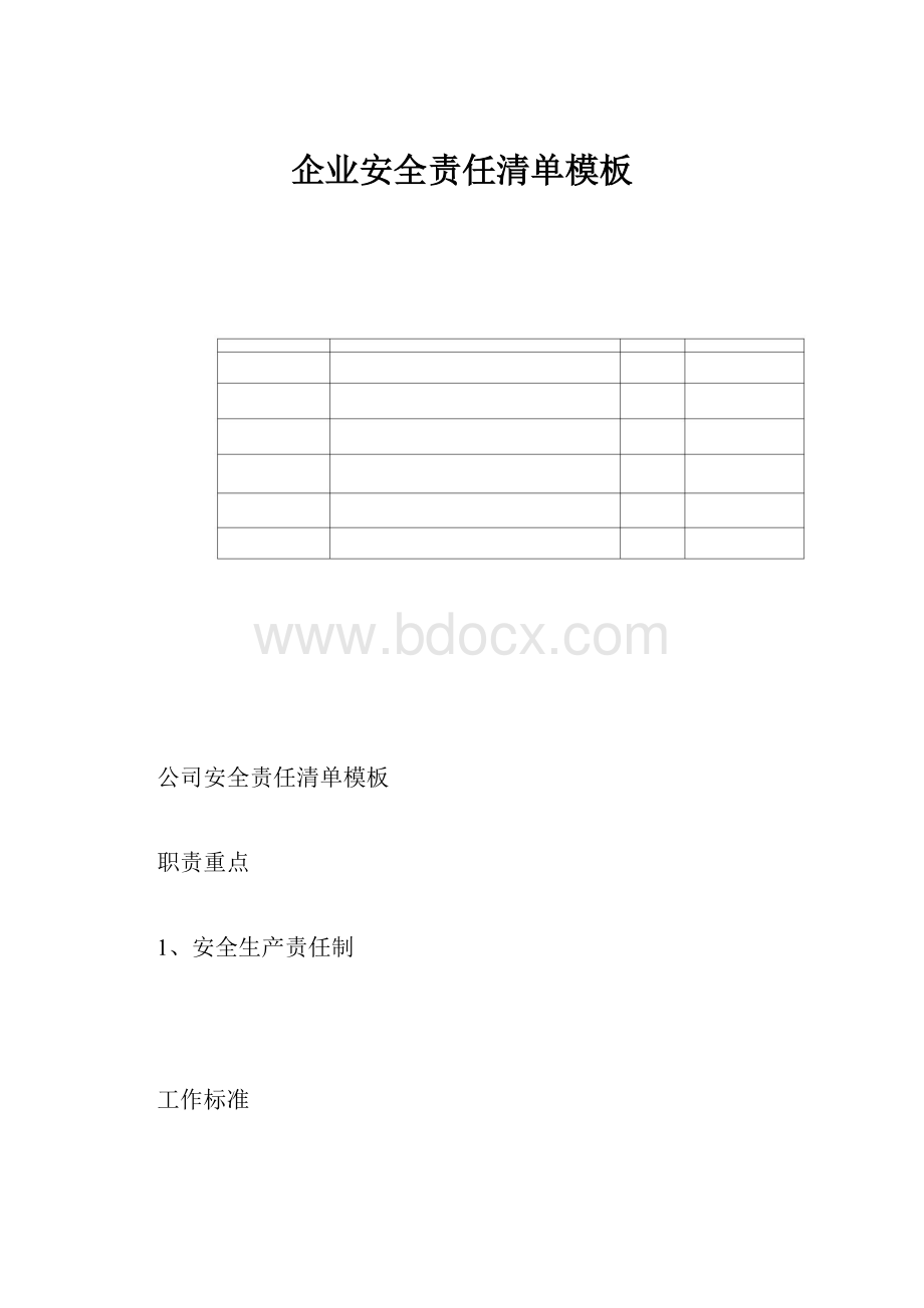 企业安全责任清单模板.docx_第1页