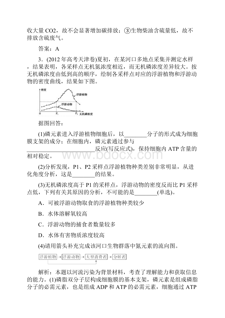 优化探究新课标高考生物一轮复习 6生态环境的保护随堂训练 新人教版必修3.docx_第2页