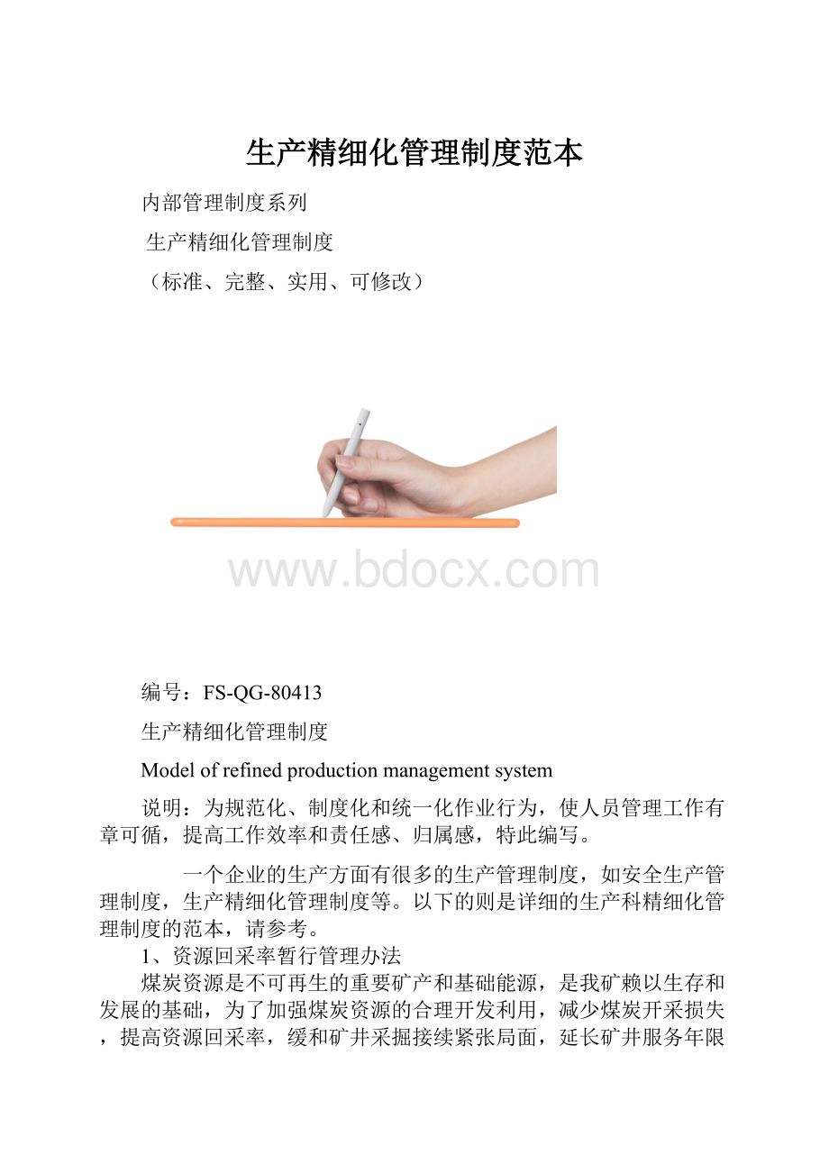 生产精细化管理制度范本.docx