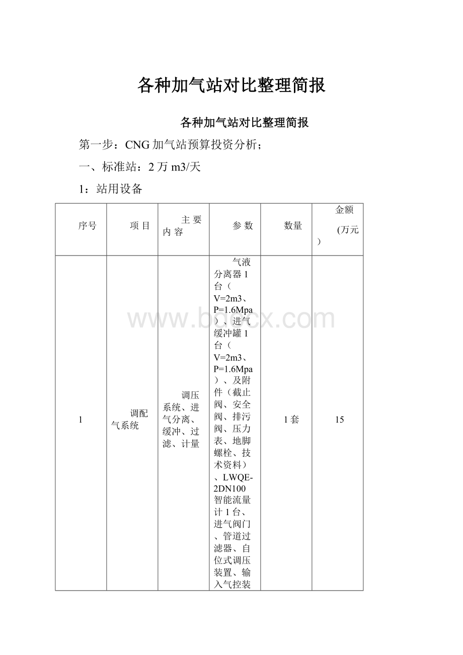 各种加气站对比整理简报.docx