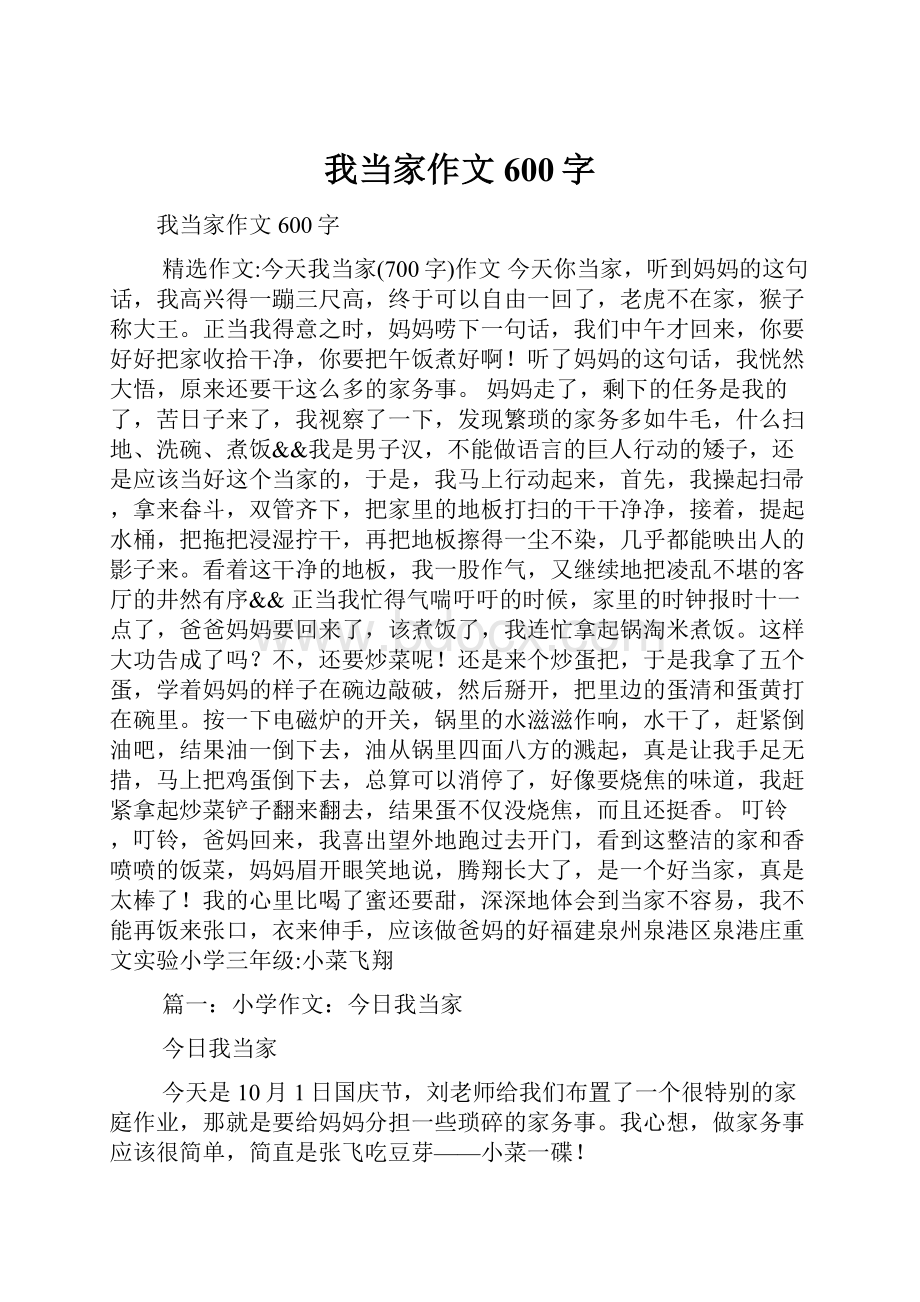 我当家作文600字.docx_第1页