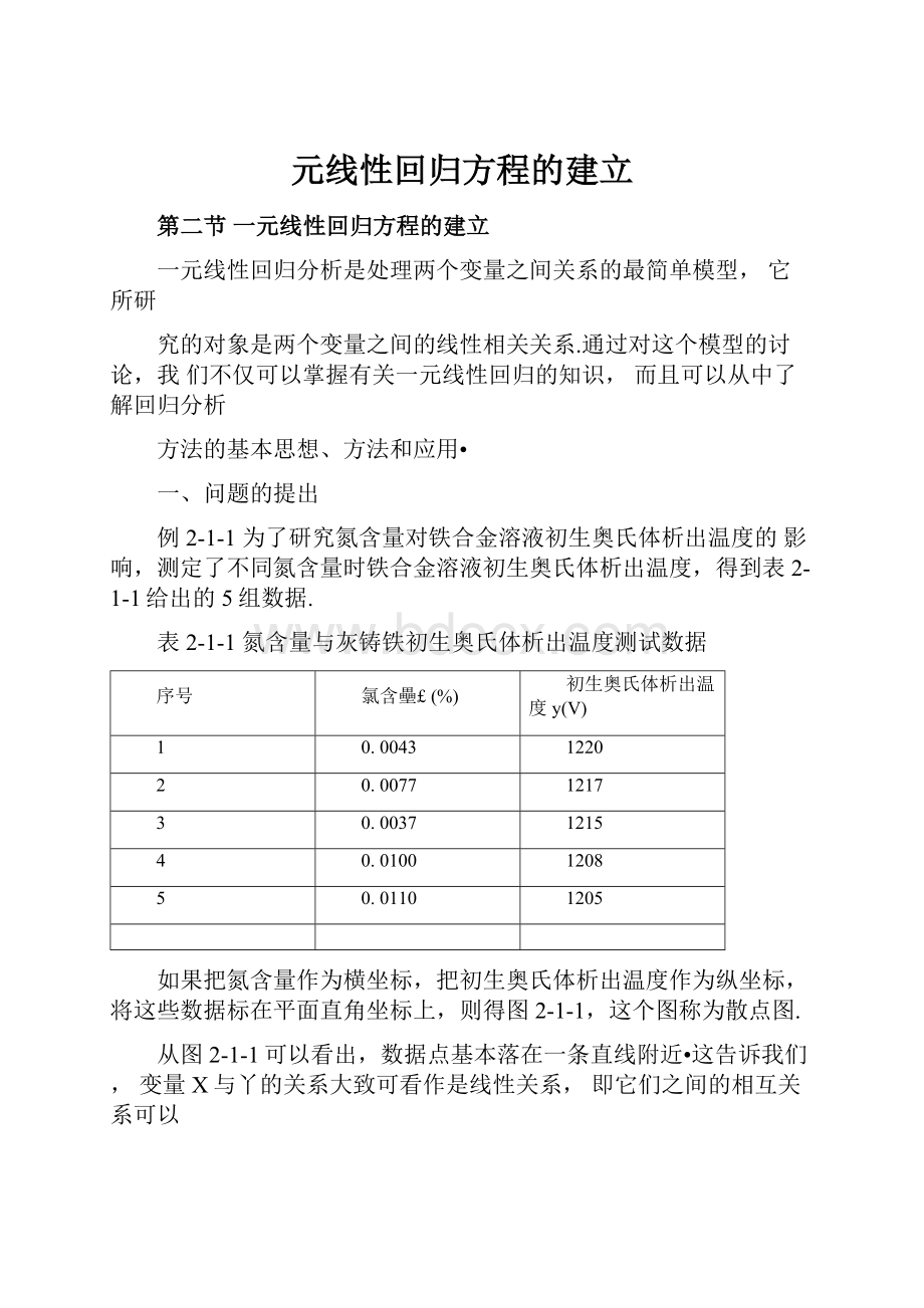 元线性回归方程的建立.docx