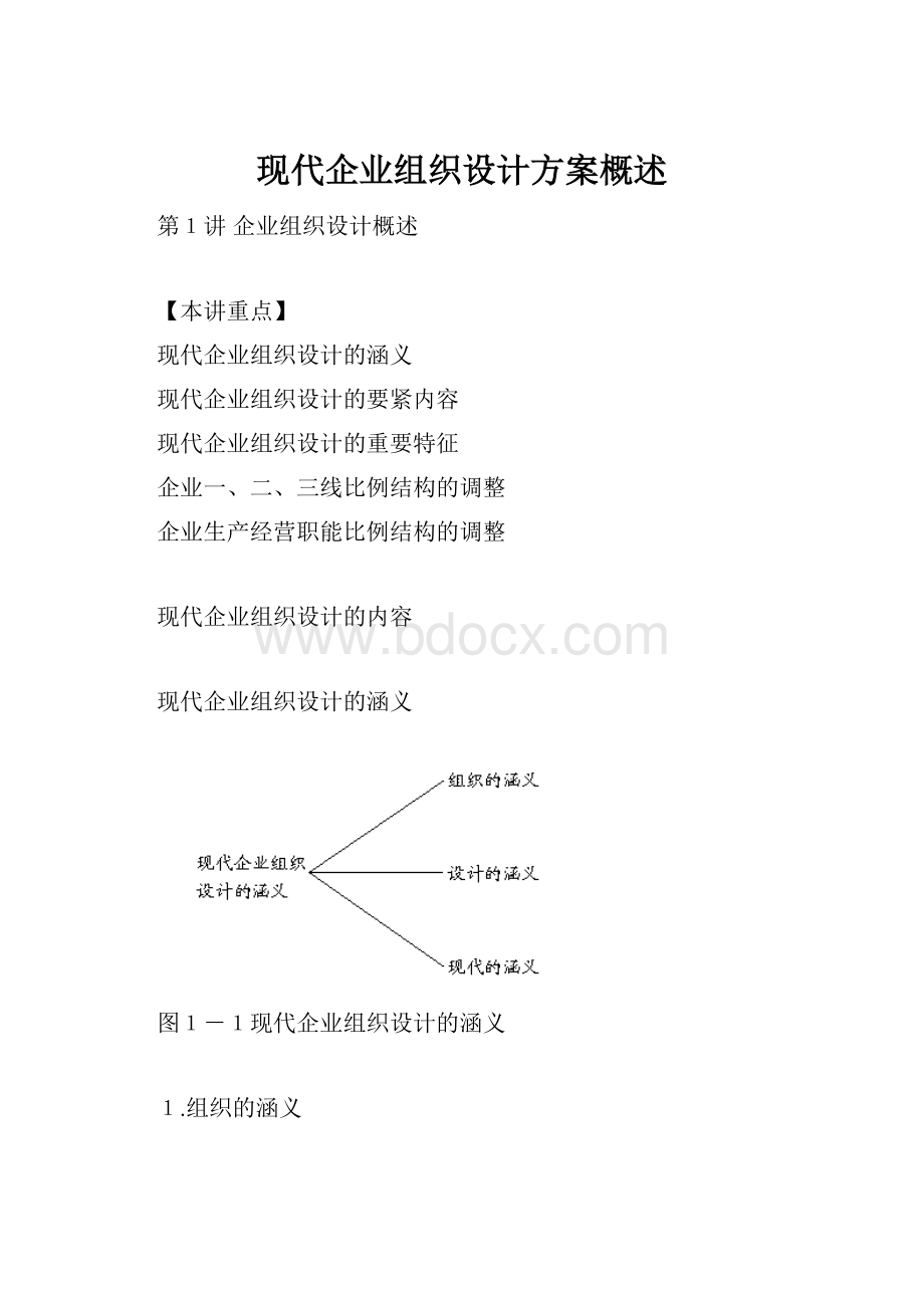 现代企业组织设计方案概述.docx_第1页