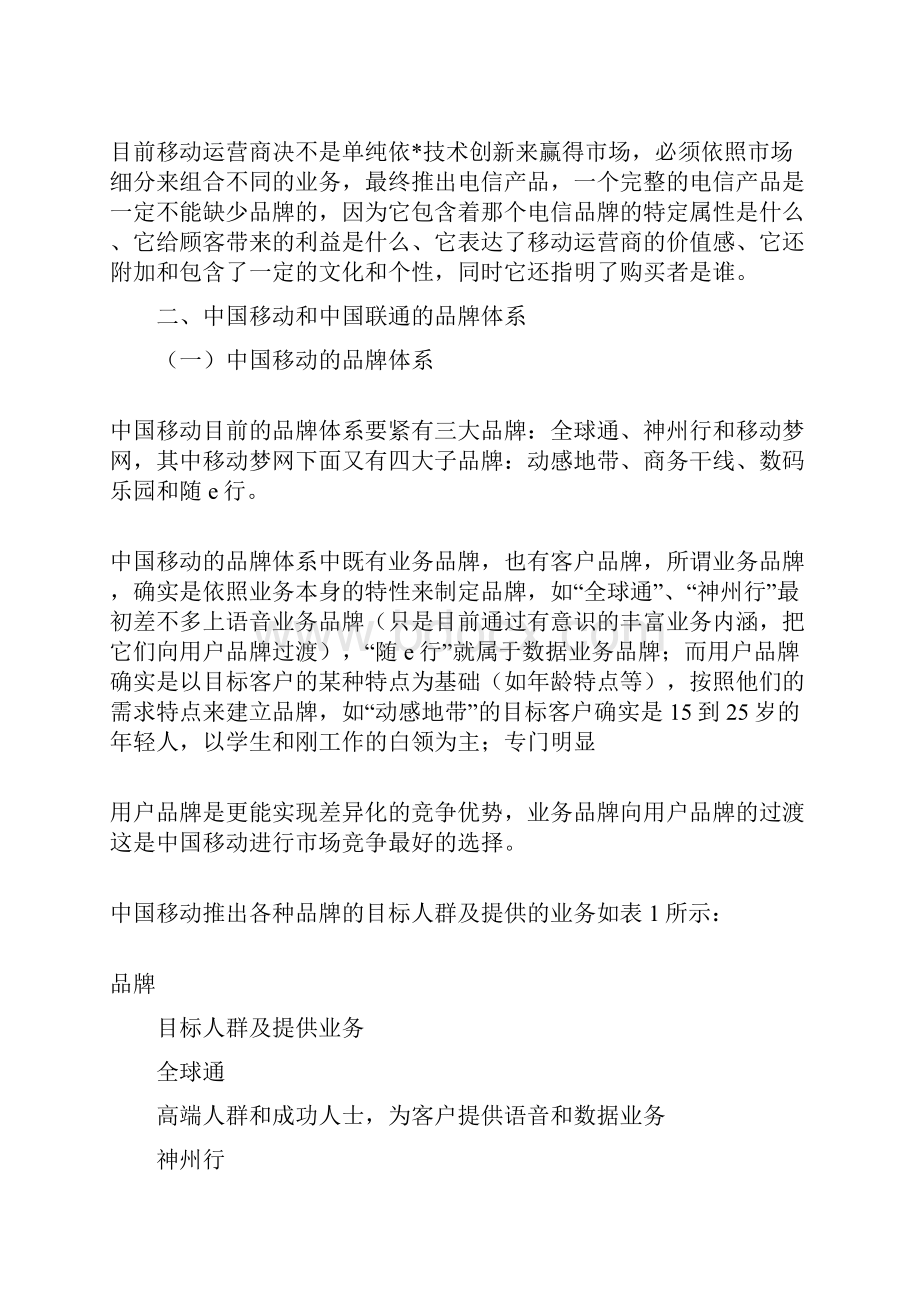 中国移动和中国联通的品牌竞争分析.docx_第3页