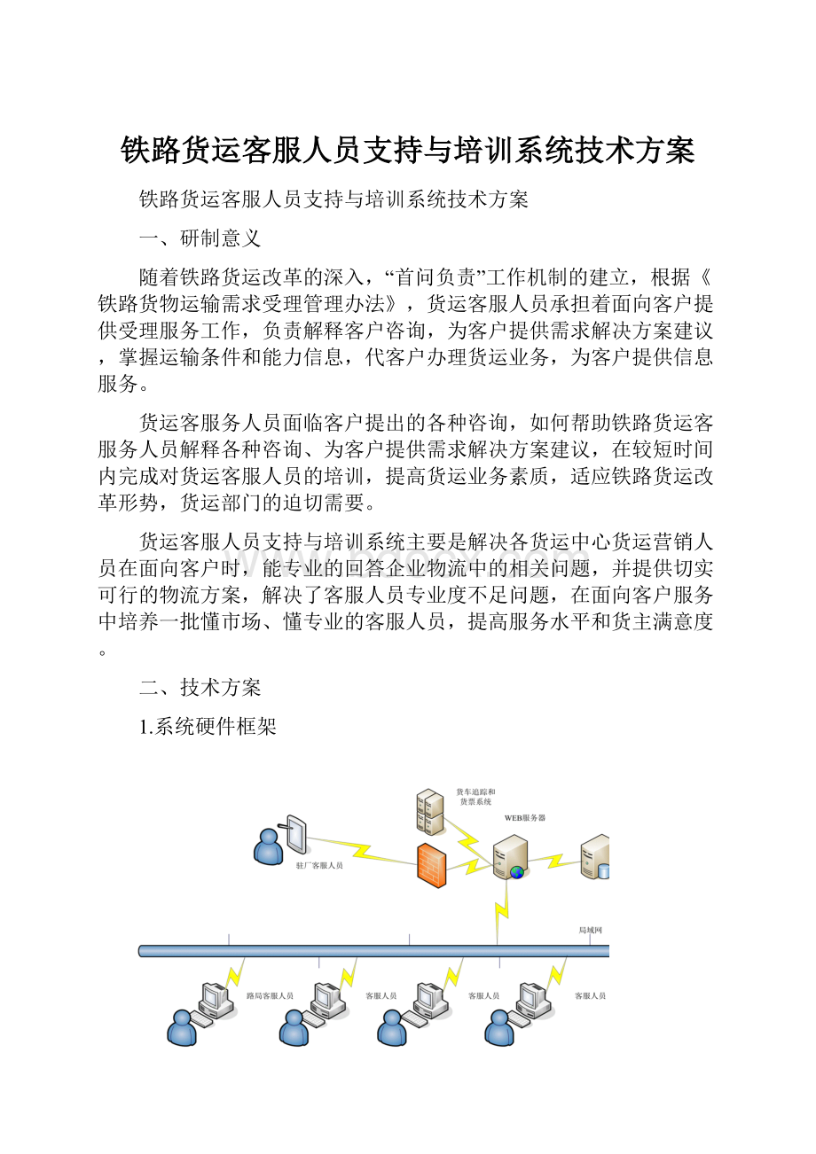 铁路货运客服人员支持与培训系统技术方案.docx