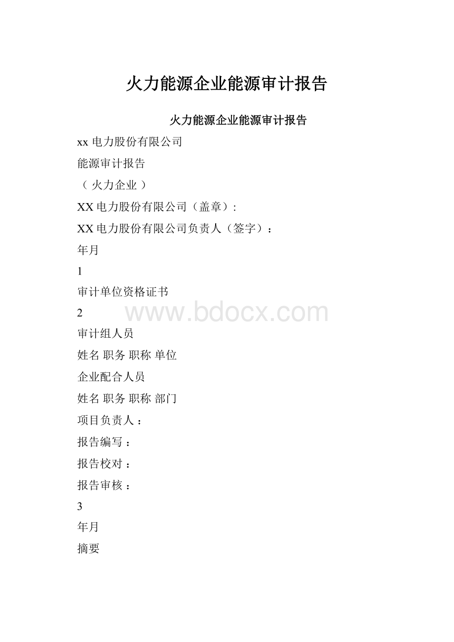 火力能源企业能源审计报告.docx_第1页