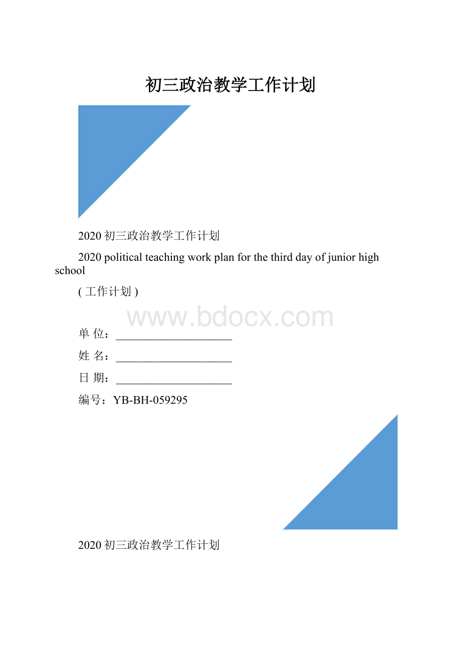 初三政治教学工作计划.docx