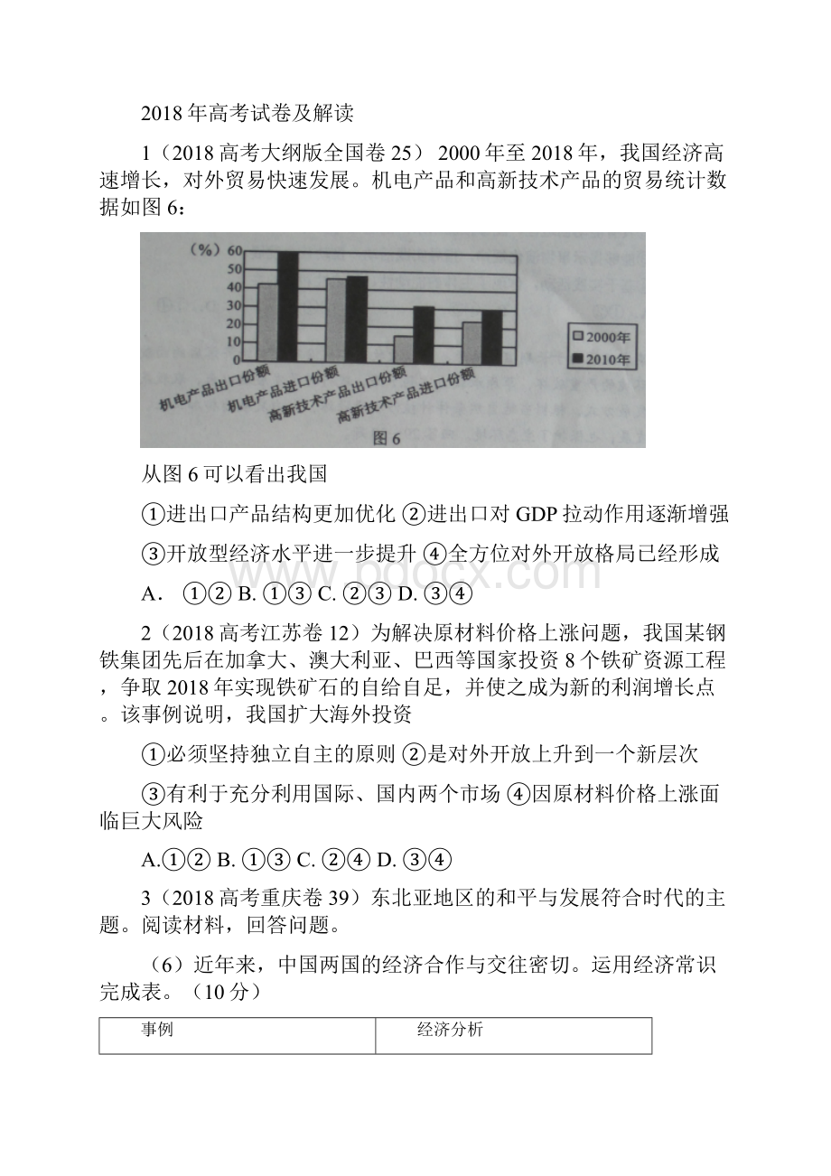 高三政治复习真题 模拟 原创专题经济全球化与对外开放.docx_第3页