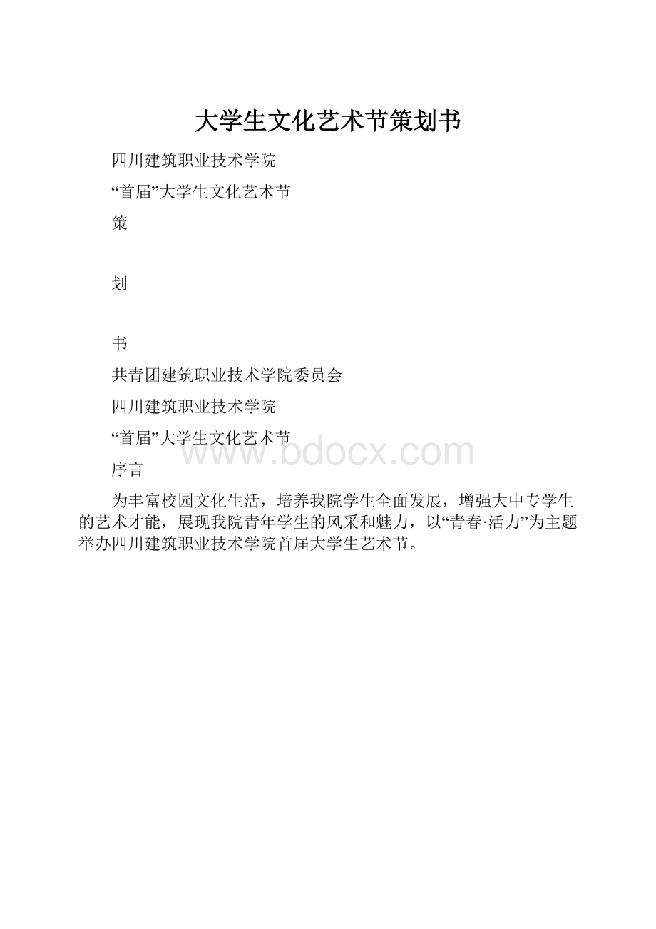 大学生文化艺术节策划书.docx_第1页