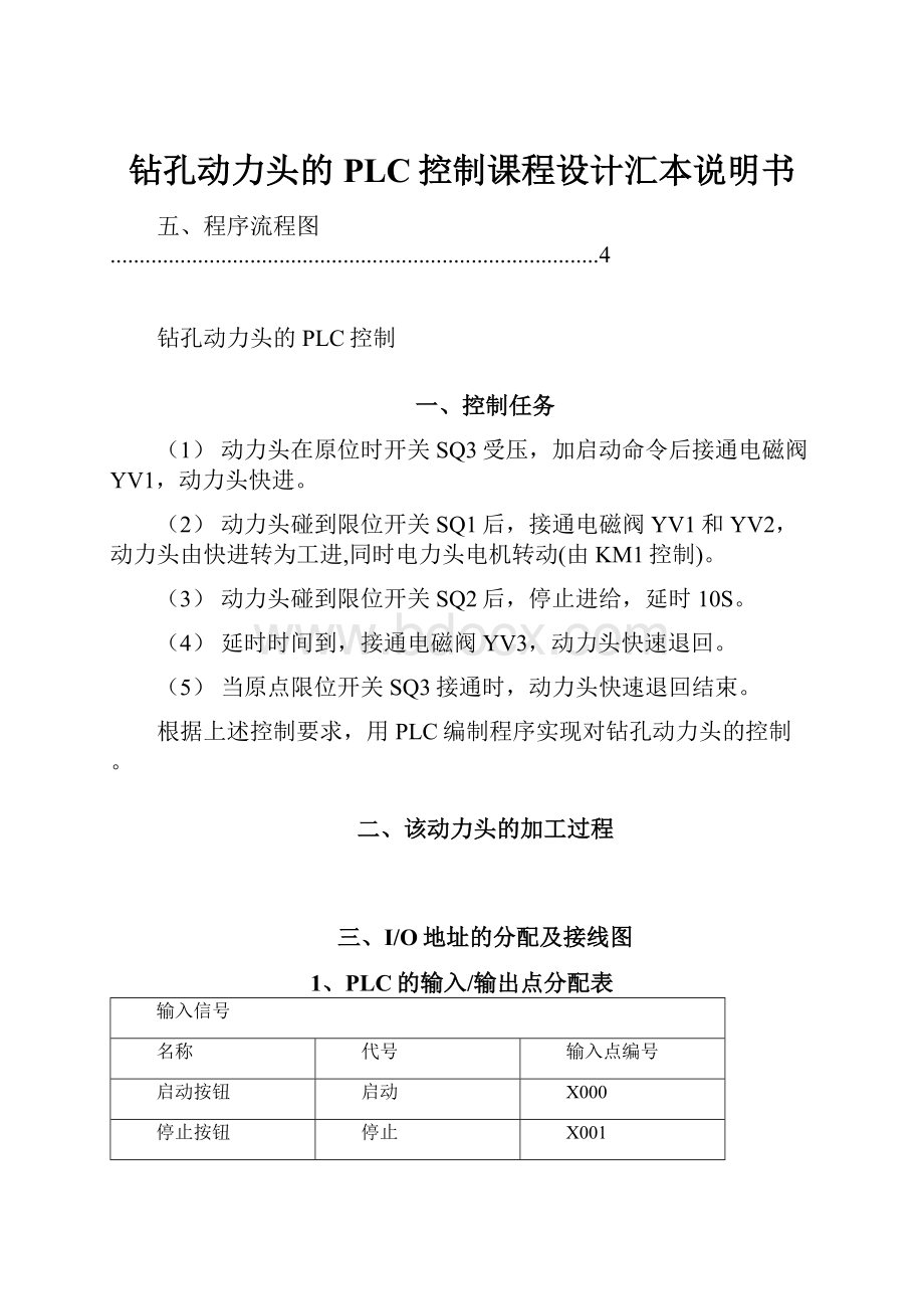 钻孔动力头的PLC控制课程设计汇本说明书.docx_第1页