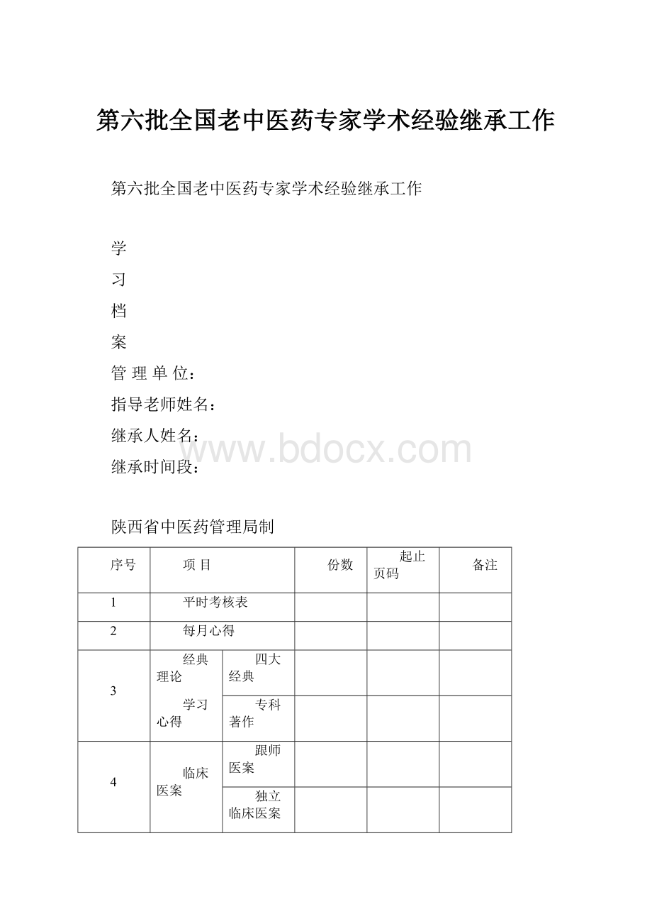 第六批全国老中医药专家学术经验继承工作.docx_第1页