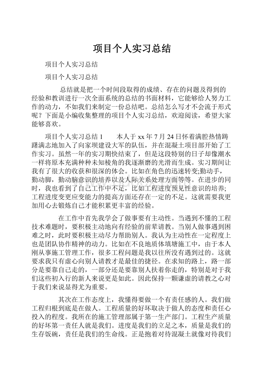 项目个人实习总结.docx_第1页