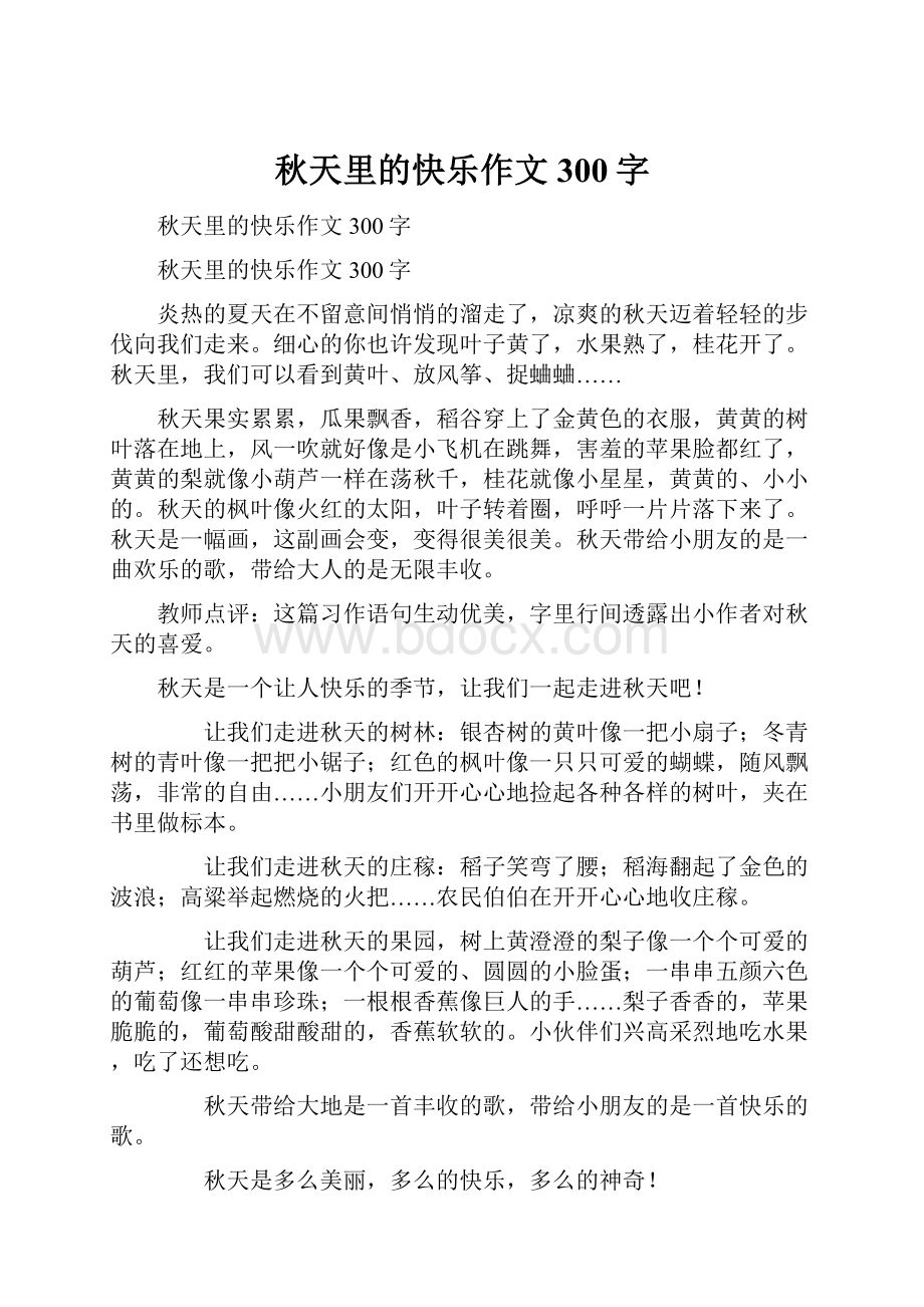 秋天里的快乐作文300字.docx