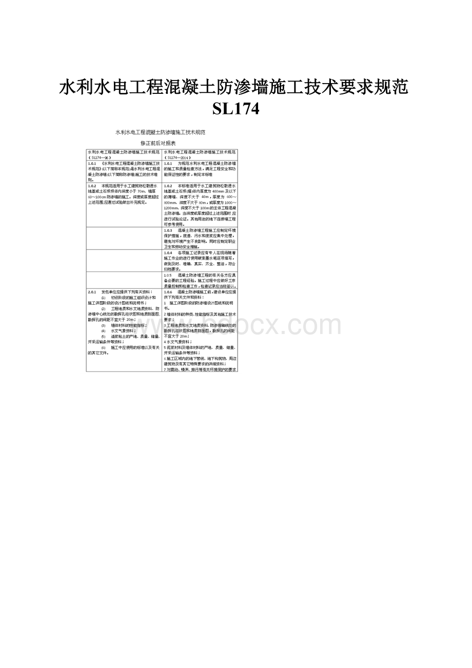 水利水电工程混凝土防渗墙施工技术要求规范SL174.docx_第1页