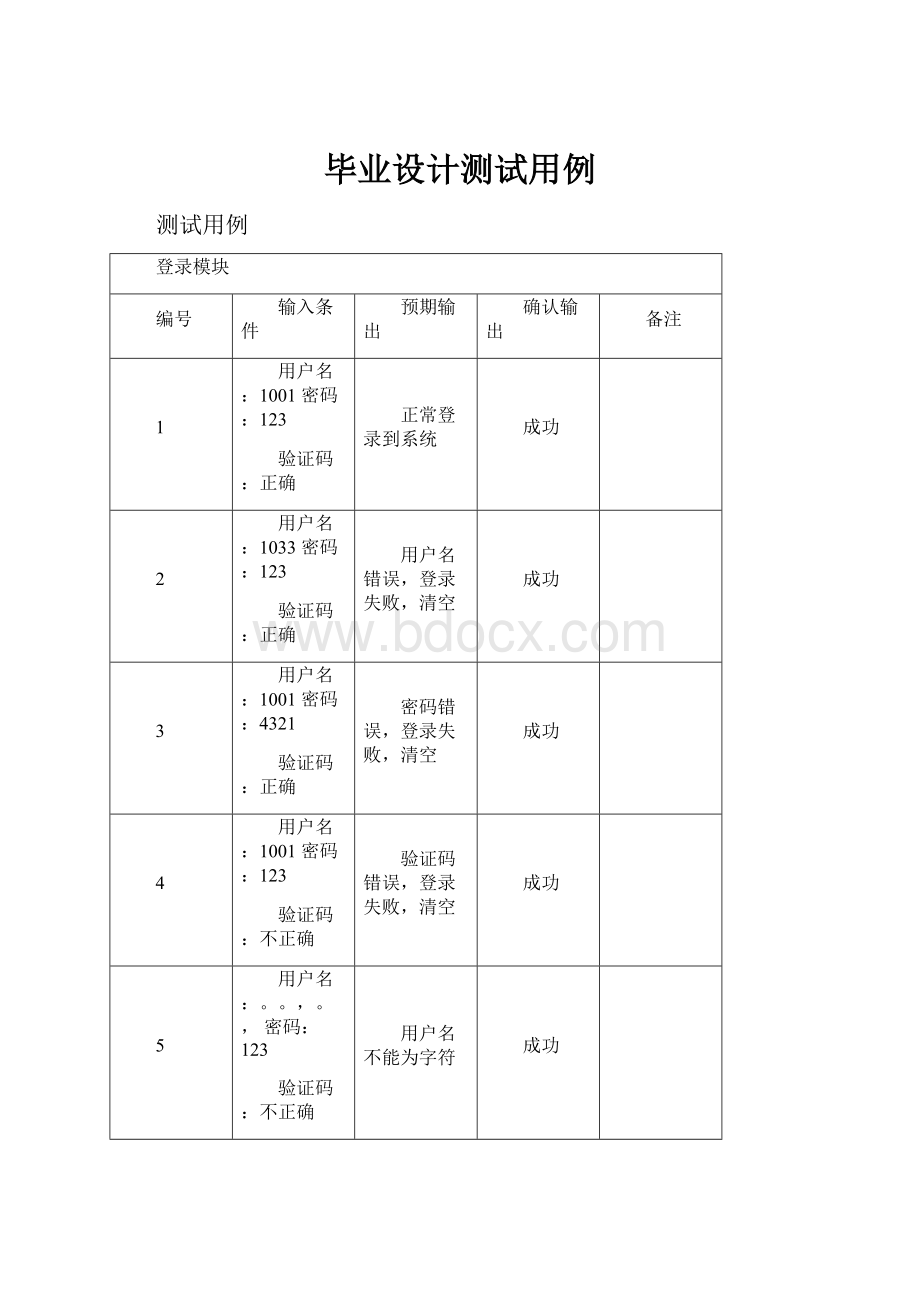 毕业设计测试用例.docx_第1页