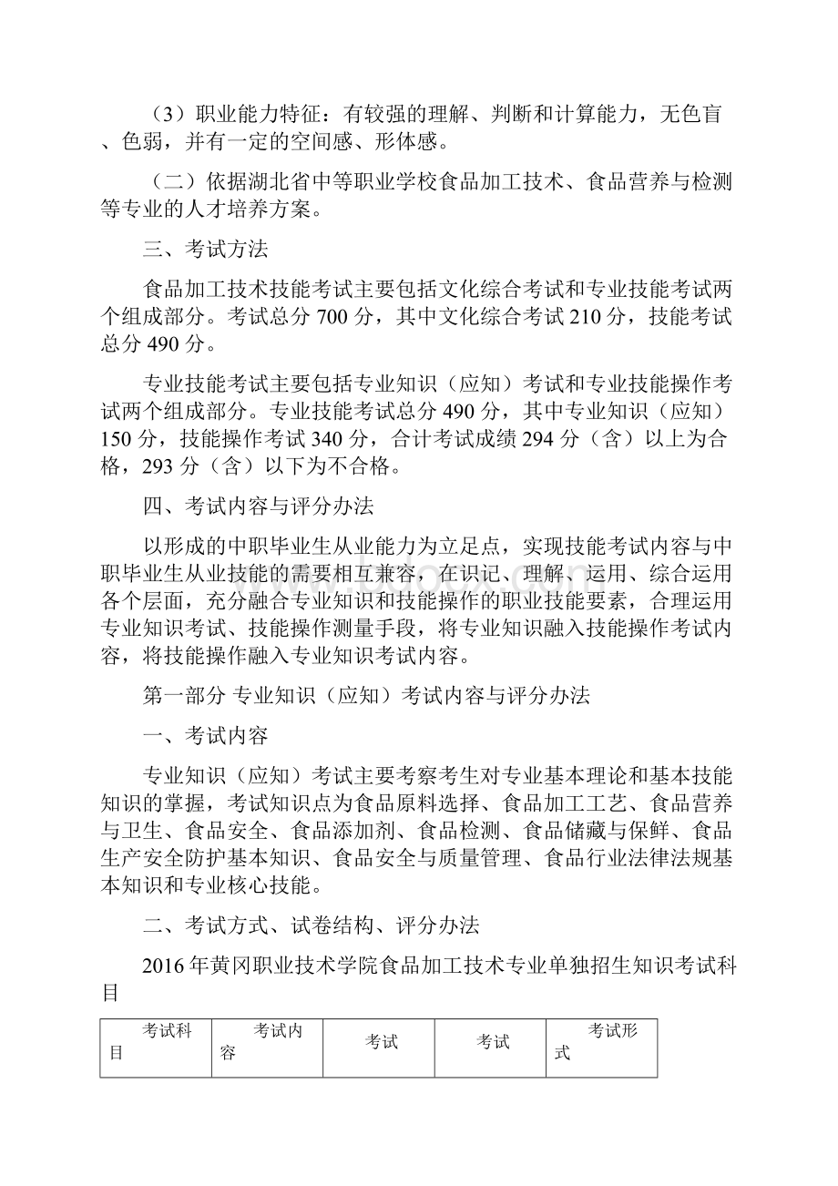 黄冈职业技术学院单招考纲及试题食品加工技术专业.docx_第2页