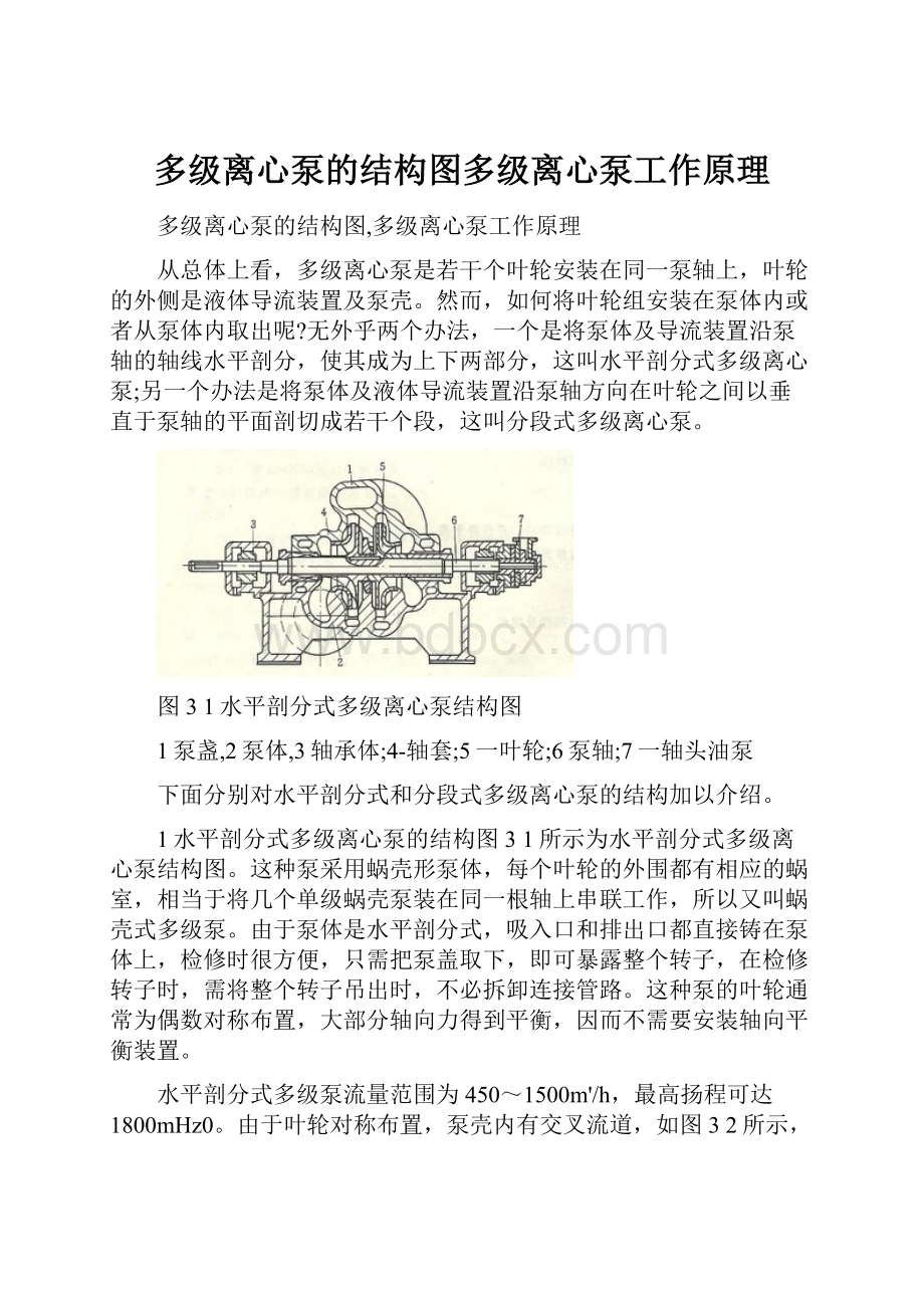 多级离心泵的结构图多级离心泵工作原理.docx