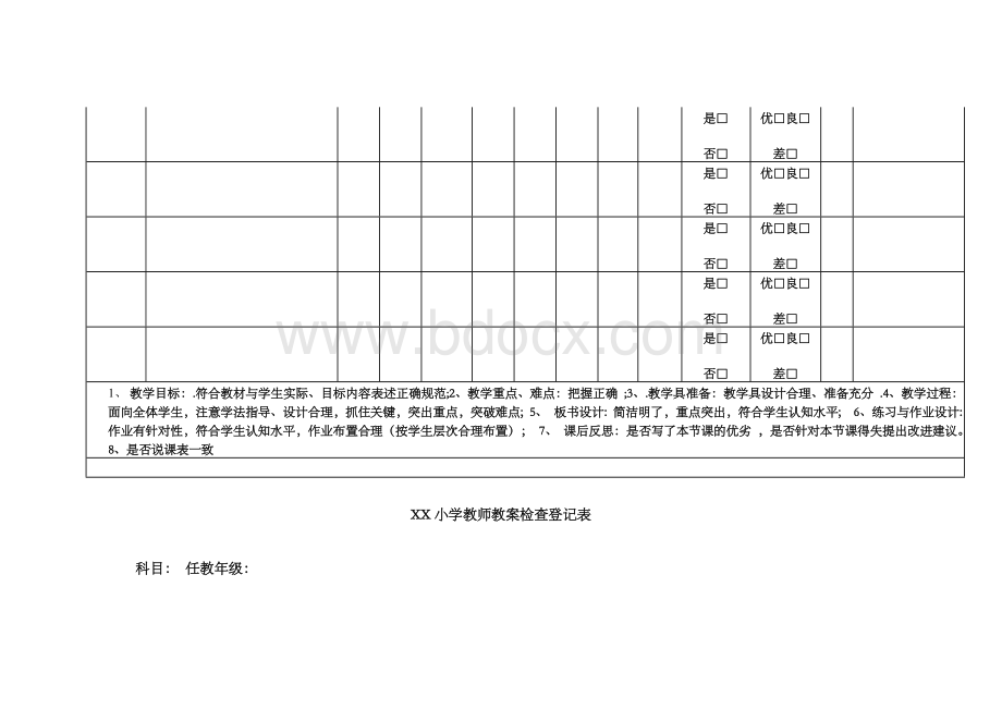 小学教师教案检查登记表.docx_第2页