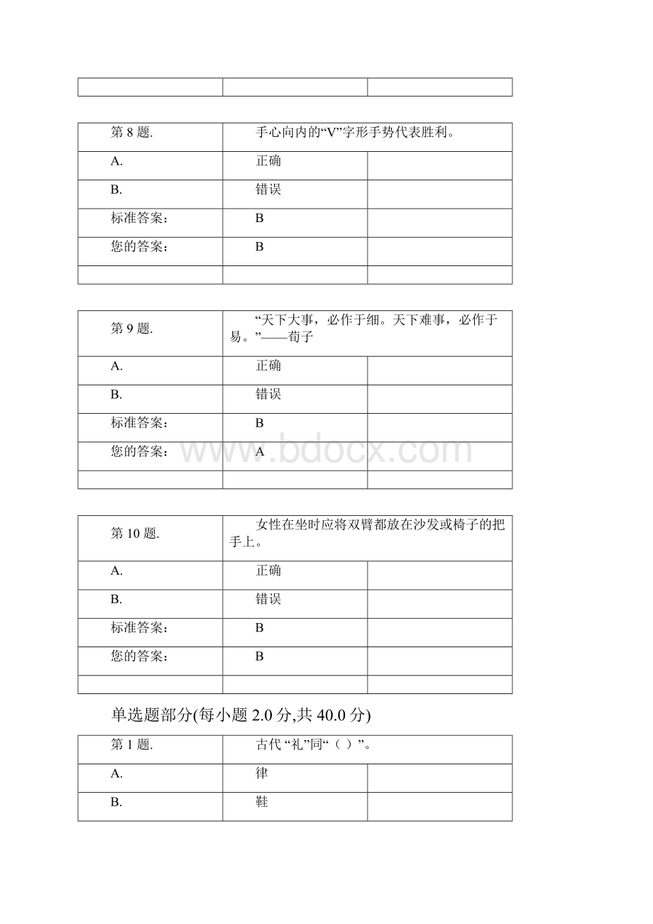 最新 礼仪试题库及答案.docx_第3页