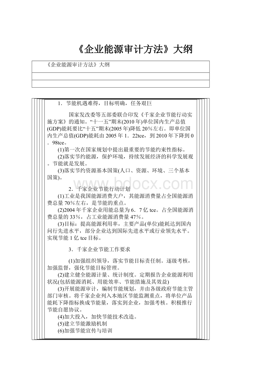 《企业能源审计方法》大纲.docx