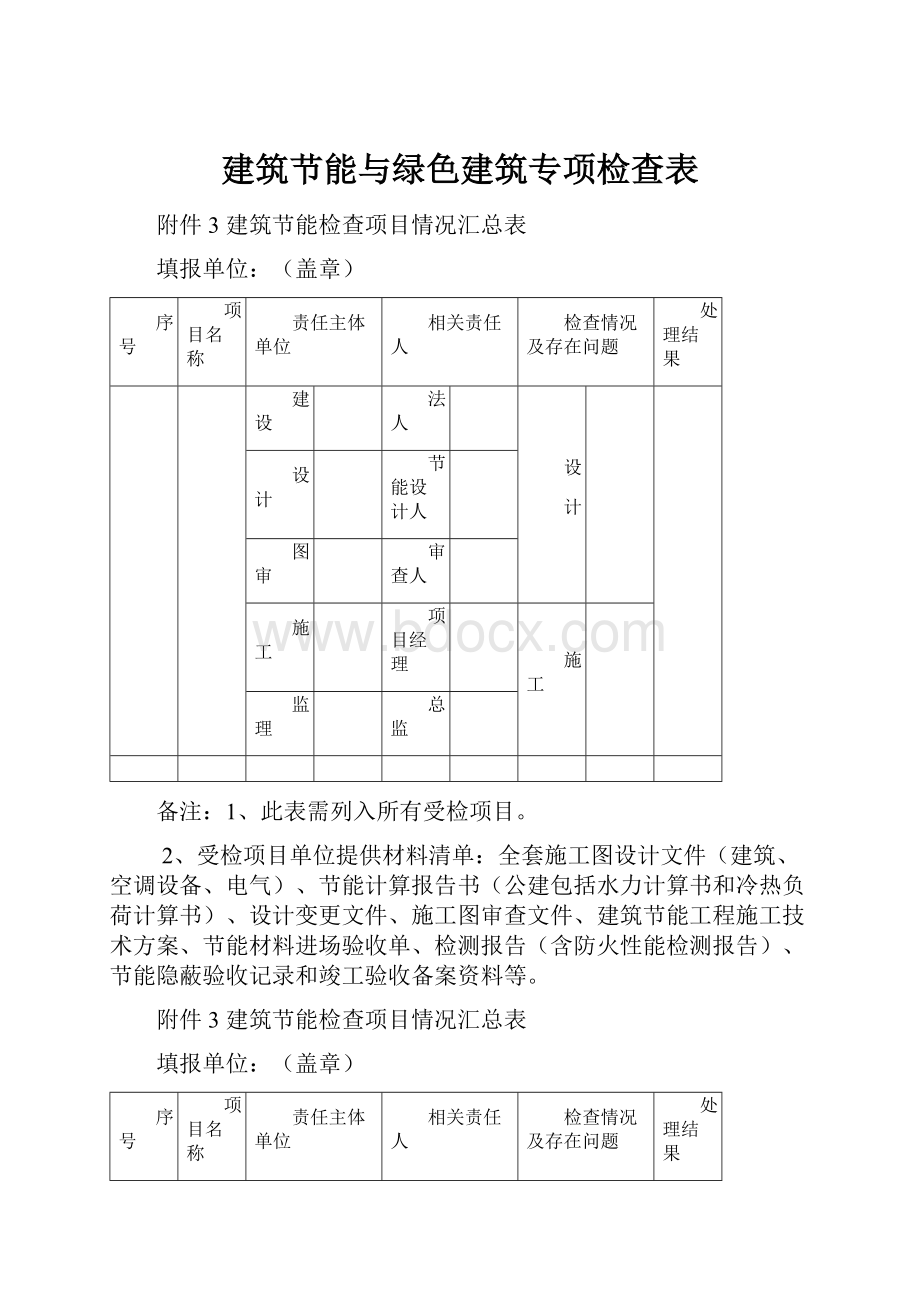 建筑节能与绿色建筑专项检查表.docx_第1页