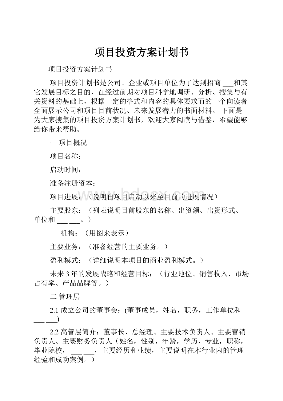 项目投资方案计划书.docx_第1页