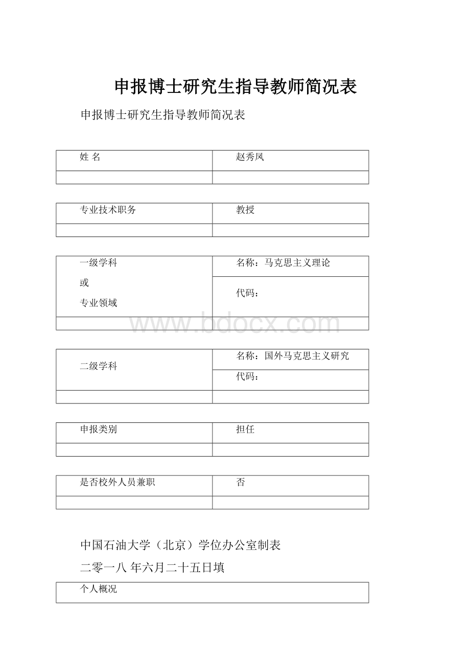 申报博士研究生指导教师简况表.docx_第1页