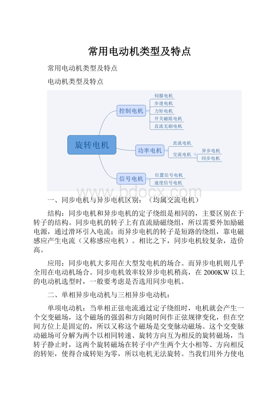 常用电动机类型及特点.docx