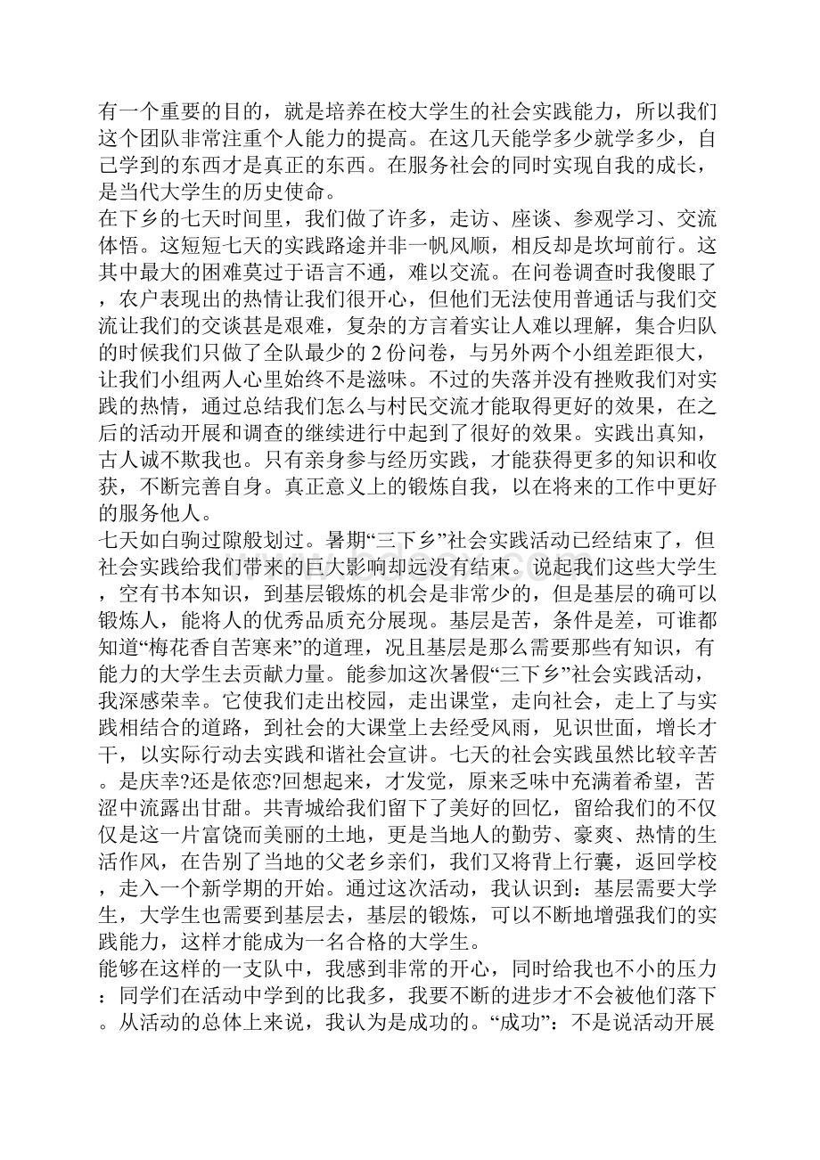 三下乡社会实践报告汇总大全5篇.docx_第3页